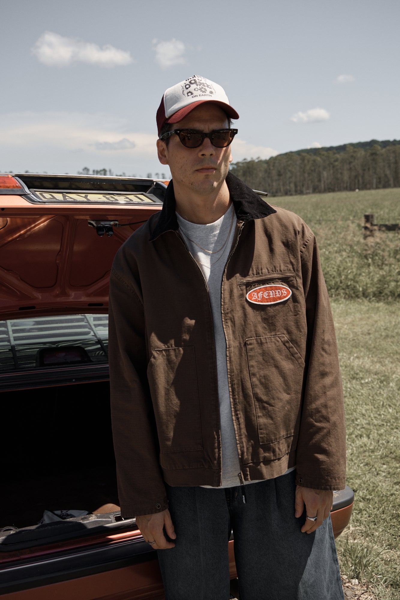 AFENDS Mens Casino Oracle V.2 - Organic Workwear Jacket - Washed Coffee