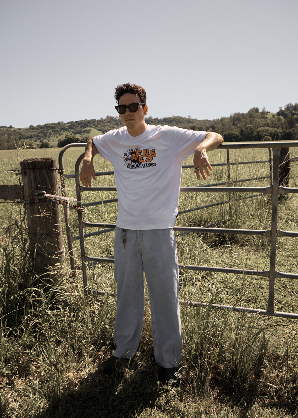 AFENDS Pablo - Denim Baggy Jean - Stone Blue