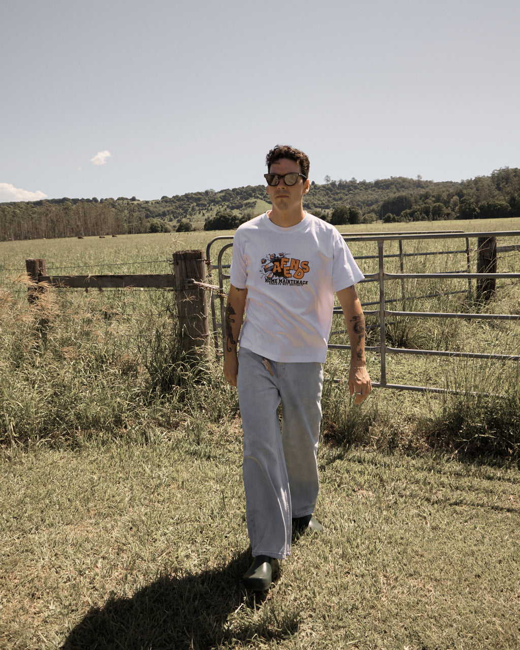 AFENDS Pablo - Denim Baggy Jean - Stone Blue