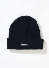 Afends Unisex Home Town - Recycled Knit Beanie - Black - Afends unisex home town   recycled knit beanie   black 