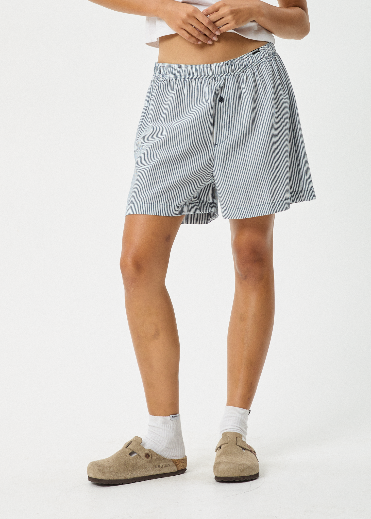 AFENDS Mens Intergalactic - Boxer Short - Navy Stripe