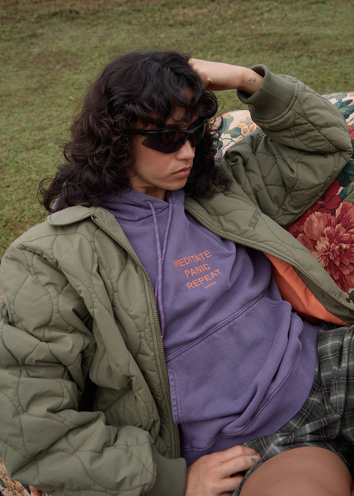 AFENDS Womens Loop State - Pull On Hood - Vintage Aubergine