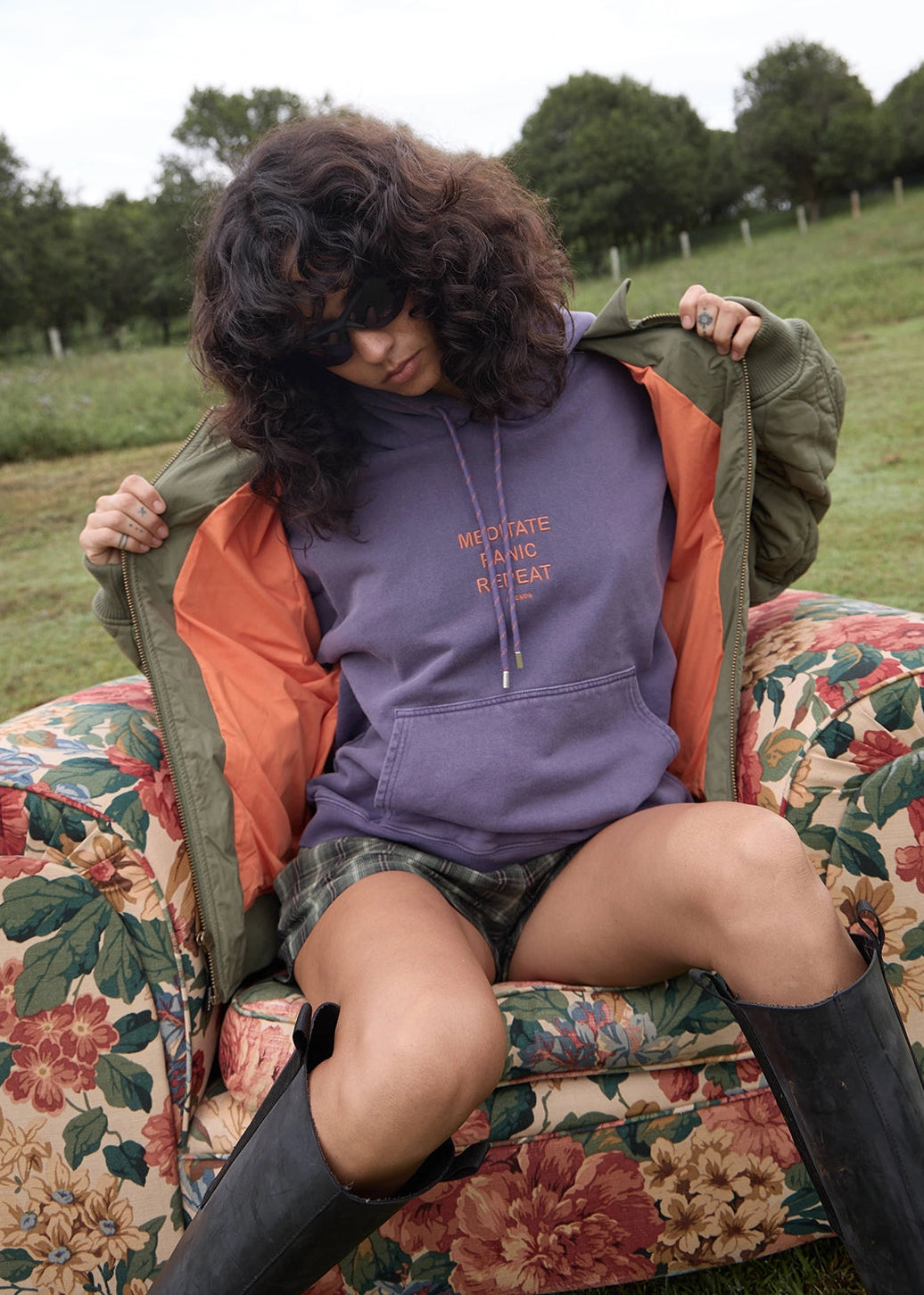 AFENDS Womens Loop State - Pull On Hood - Vintage Aubergine