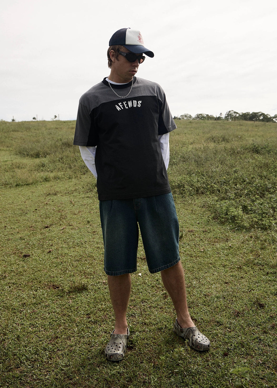 AFENDS Mens Contingent - Boxy Vintage Tee - Black