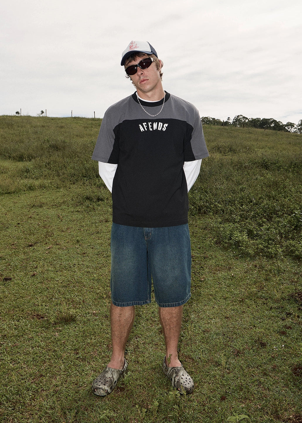 AFENDS Mens Contingent - Boxy Vintage Tee - Black