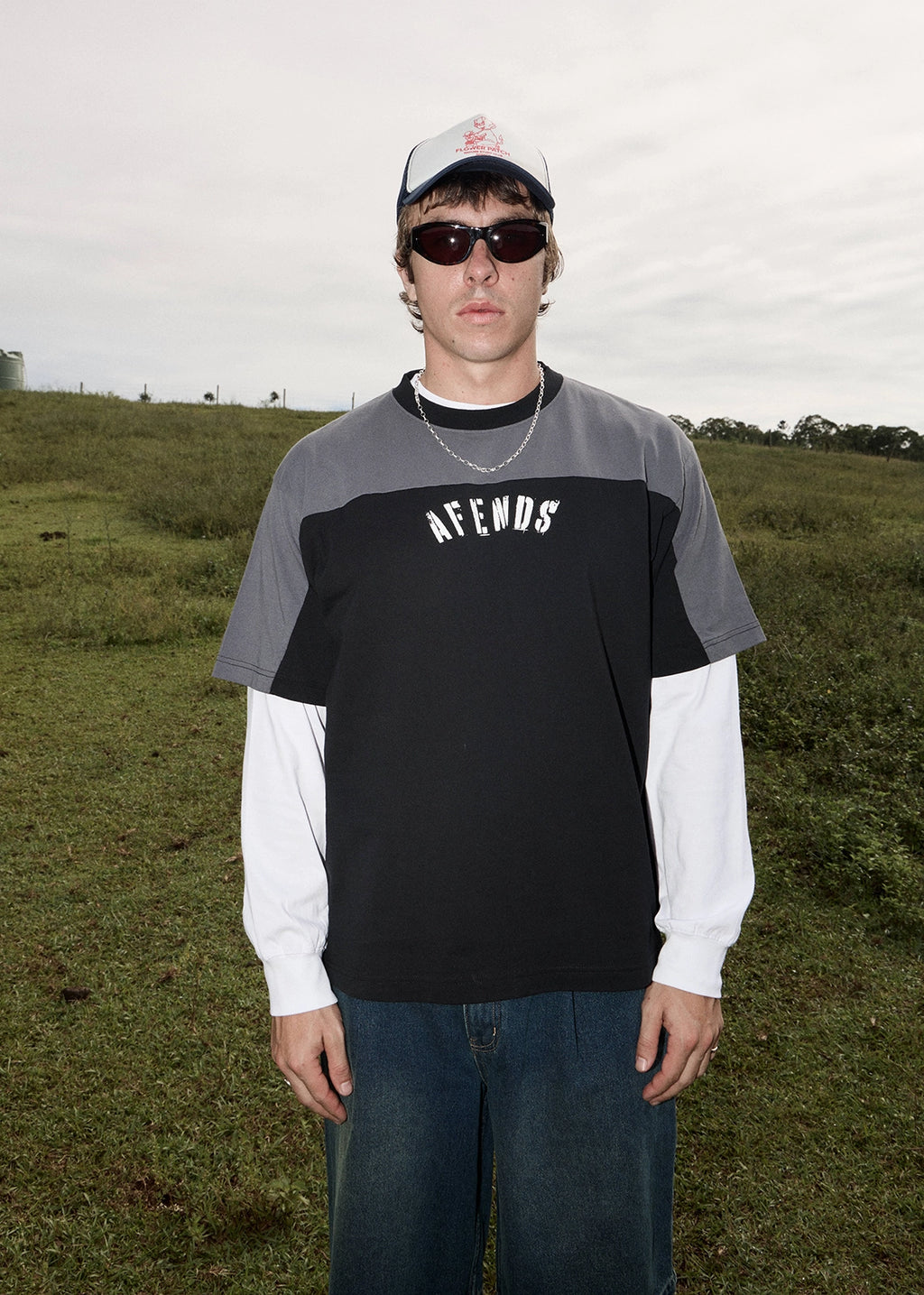 AFENDS Mens Contingent - Boxy Vintage Tee - Black