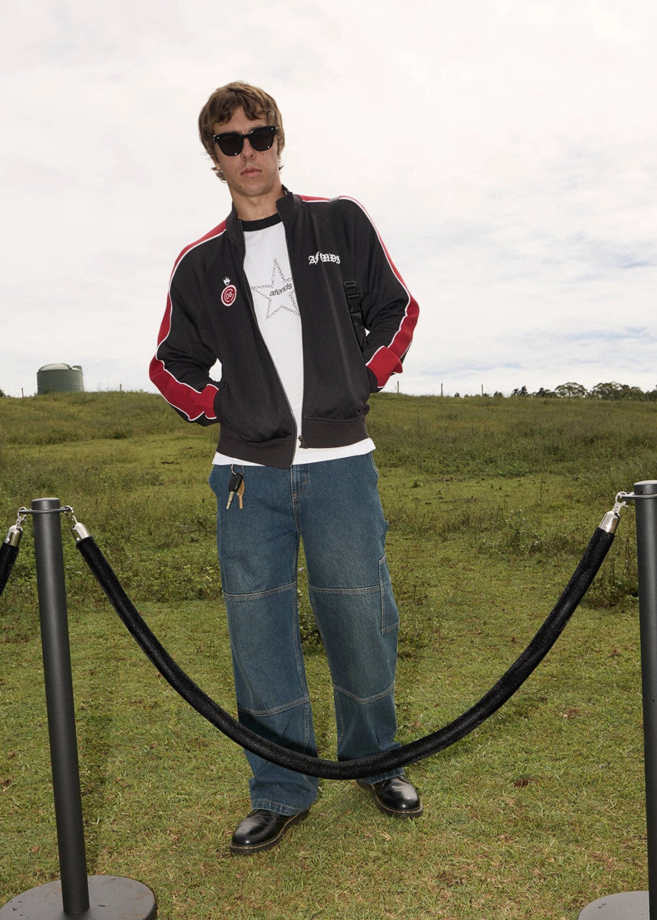 AFENDS Mens Holloway - Zip Through Track Jacket - Black