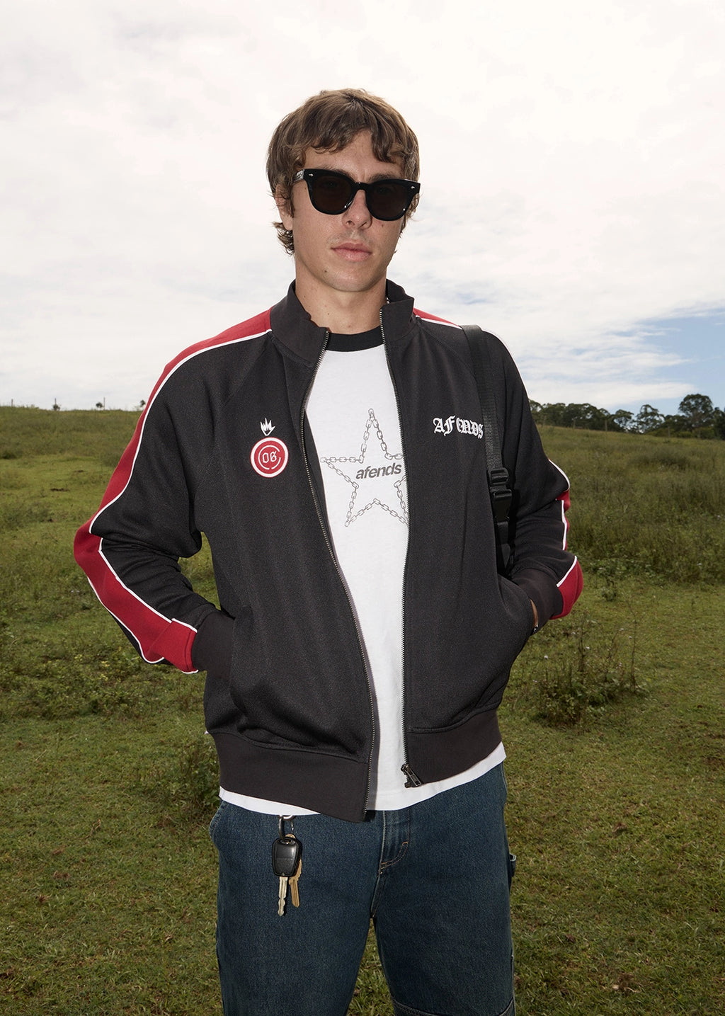 AFENDS Mens Holloway - Zip Through Track Jacket - Black