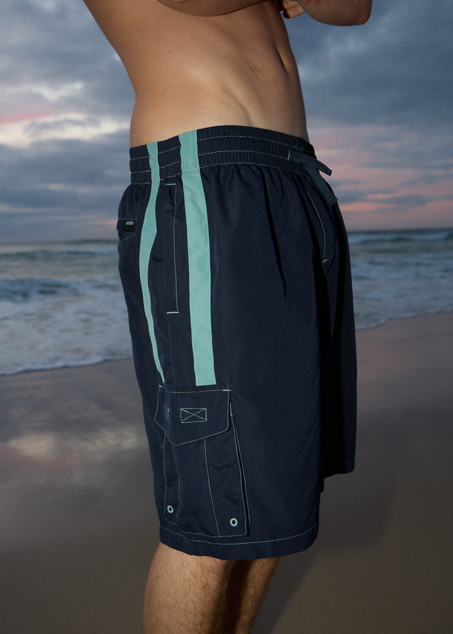 AFENDS Mens House Related - Cargo Swim Short 20" - Deep Sea