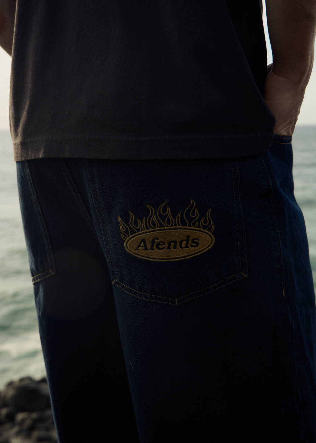 AFENDS Mens Fast Forward - Denim Ultra Baggy Pleated Short 24" - Ink