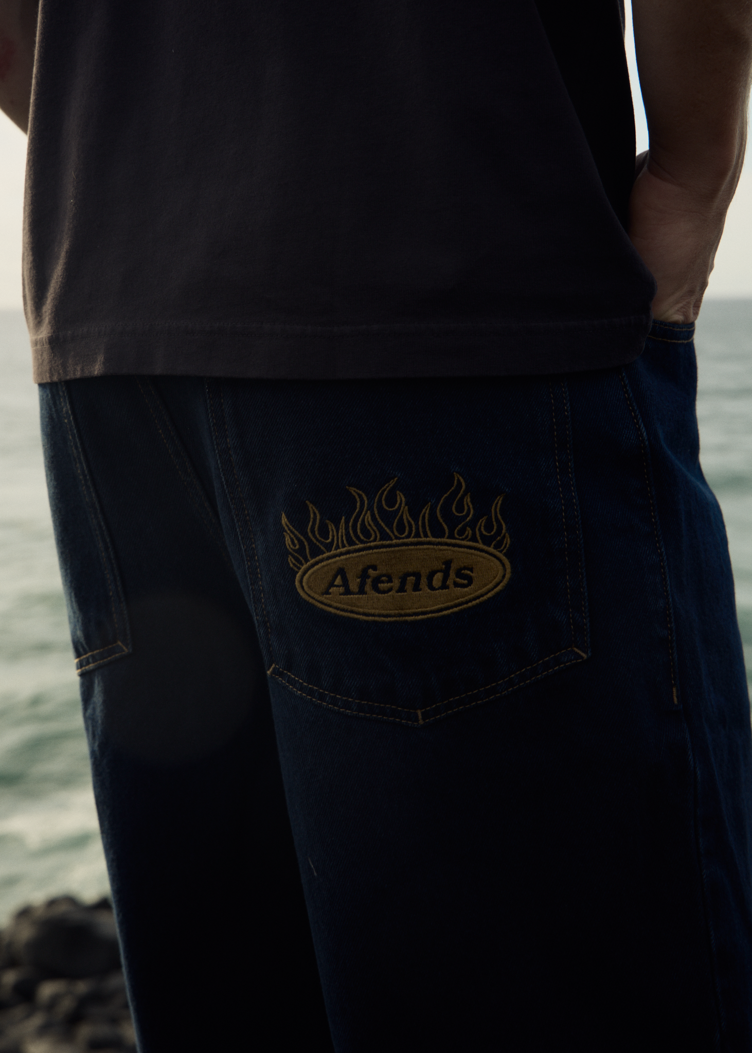 AFENDS Mens Fast Forward - Denim Ultra Baggy Pleated Short 24" - Ink