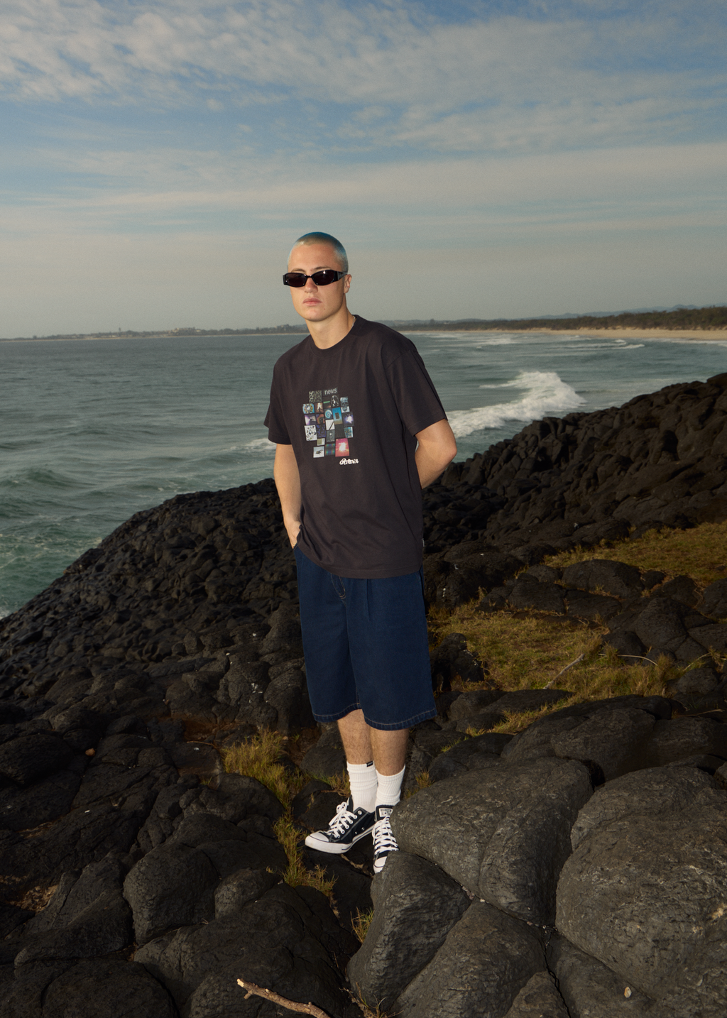 AFENDS Mens Fast Forward - Denim Ultra Baggy Pleated Short 24" - Ink