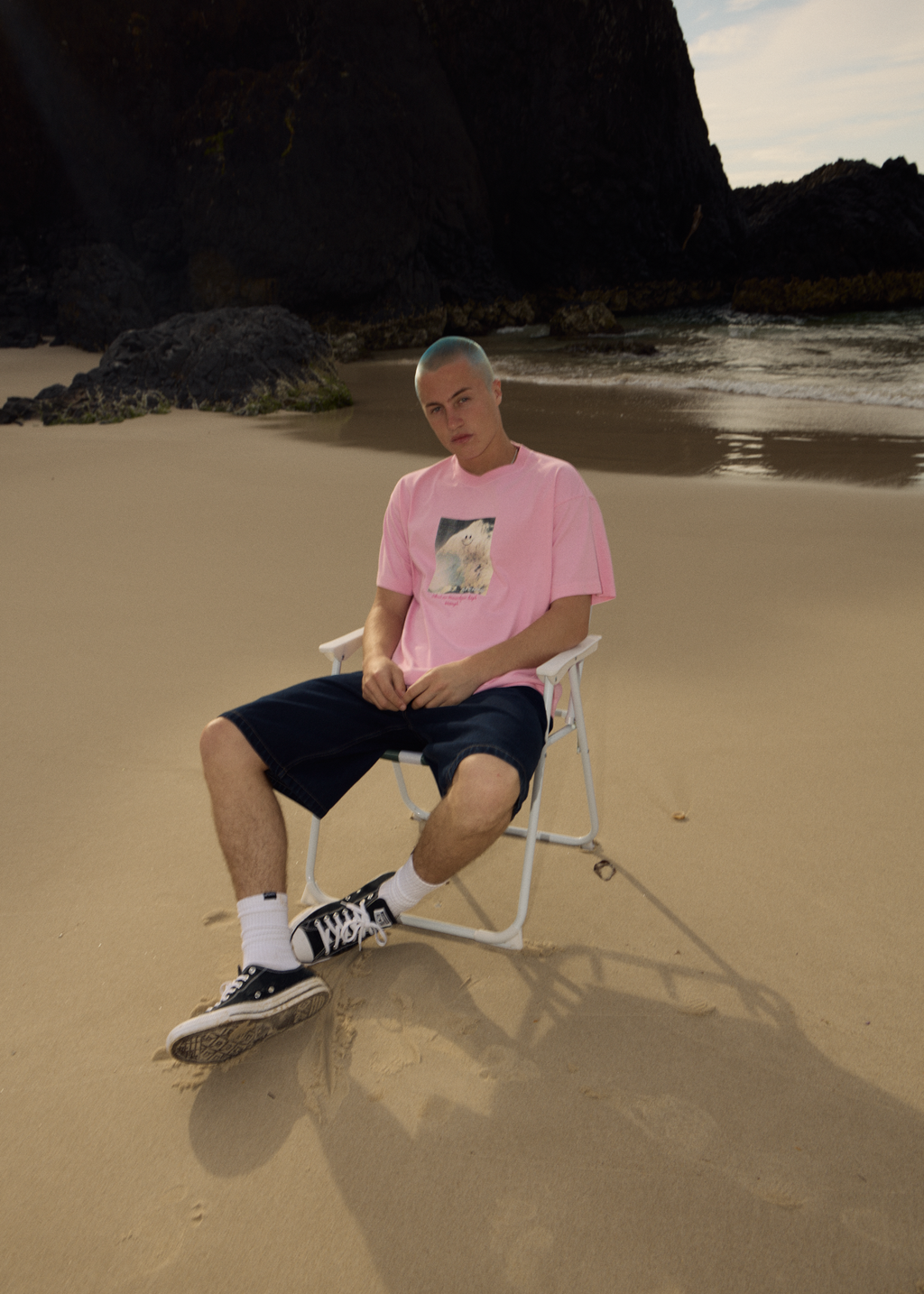 AFENDS Mens Too High - Heavyweight Boxy Tee - Vintage Pink