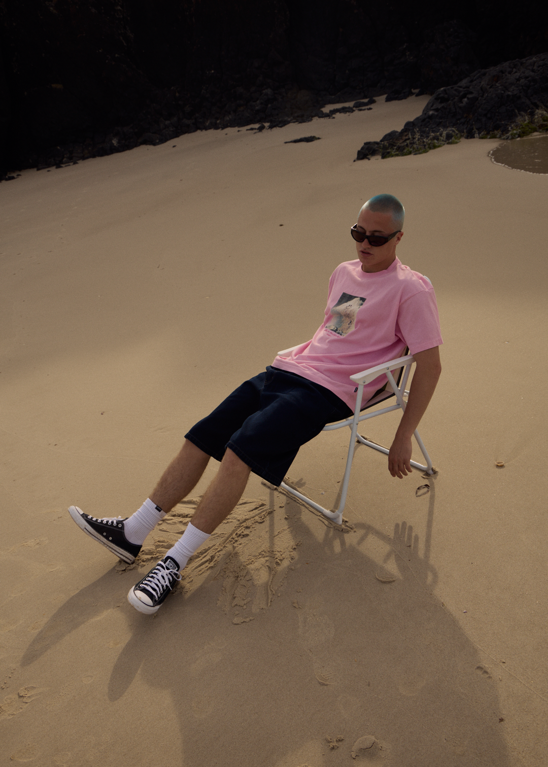 AFENDS Mens Too High - Heavyweight Boxy Tee - Vintage Pink