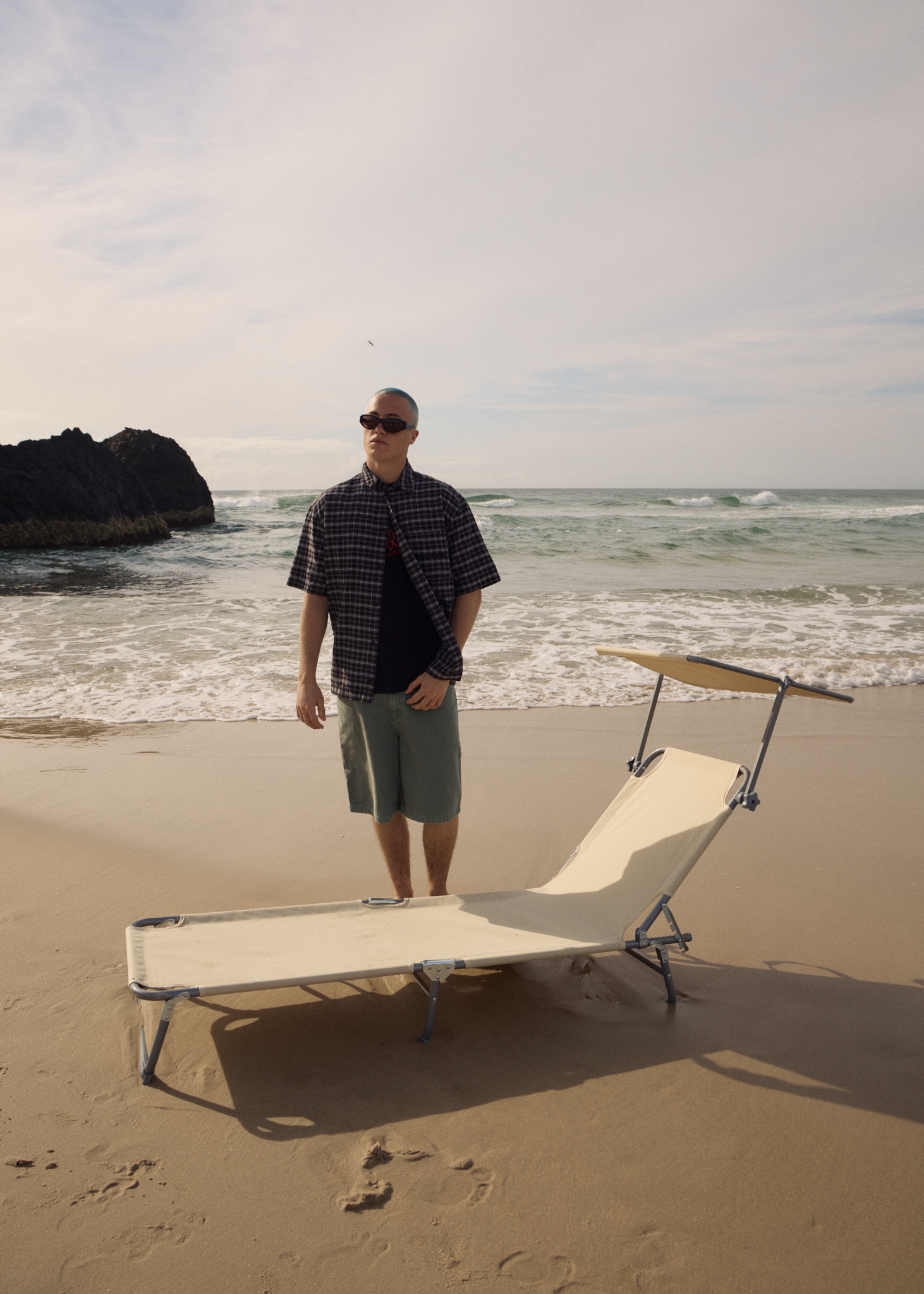 AFENDS Mens Lil C - Denim Baggy Short 22" - Washed Sycamore