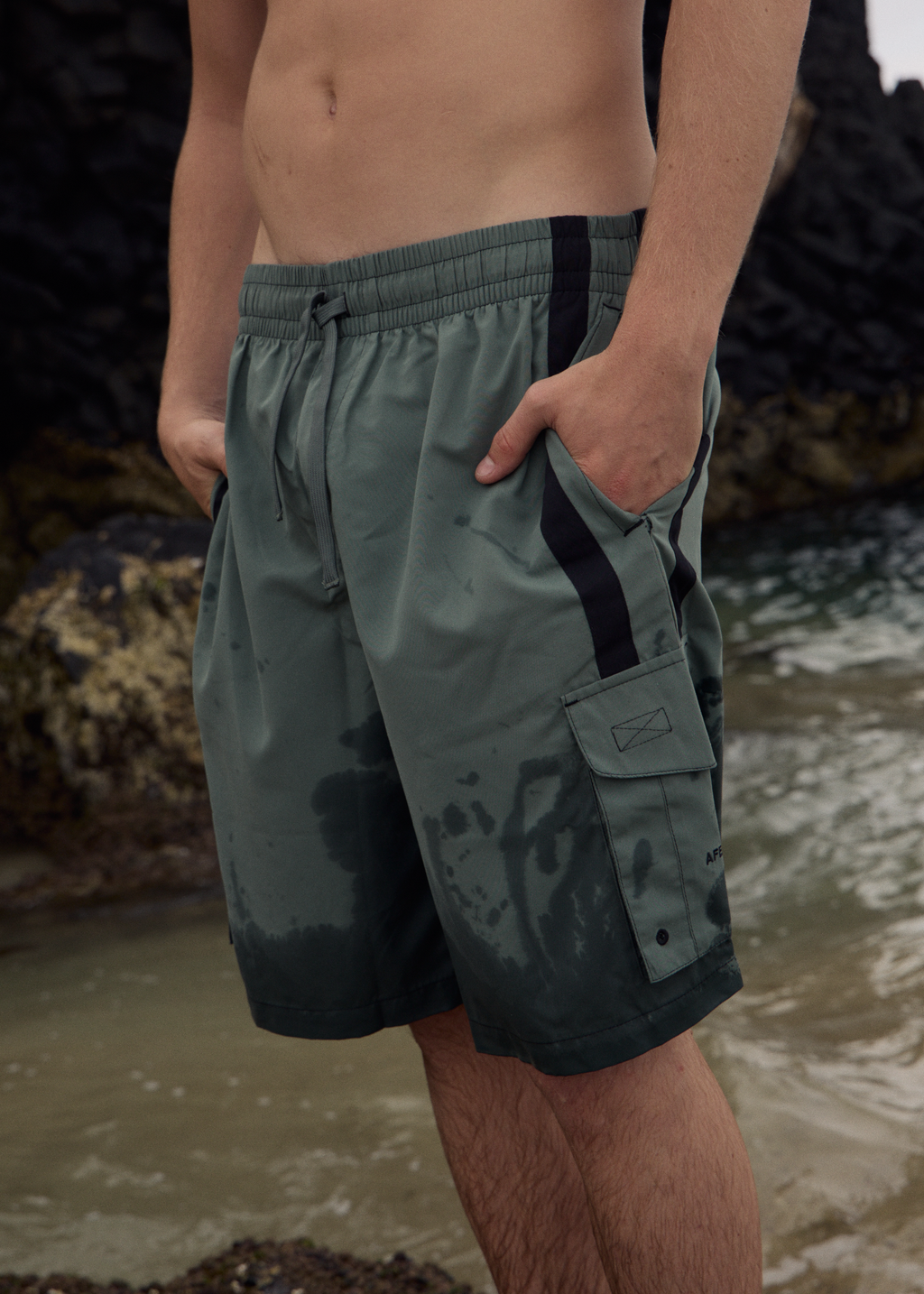 AFENDS Mens House Related - Cargo Swim Short 20" - Sycamore