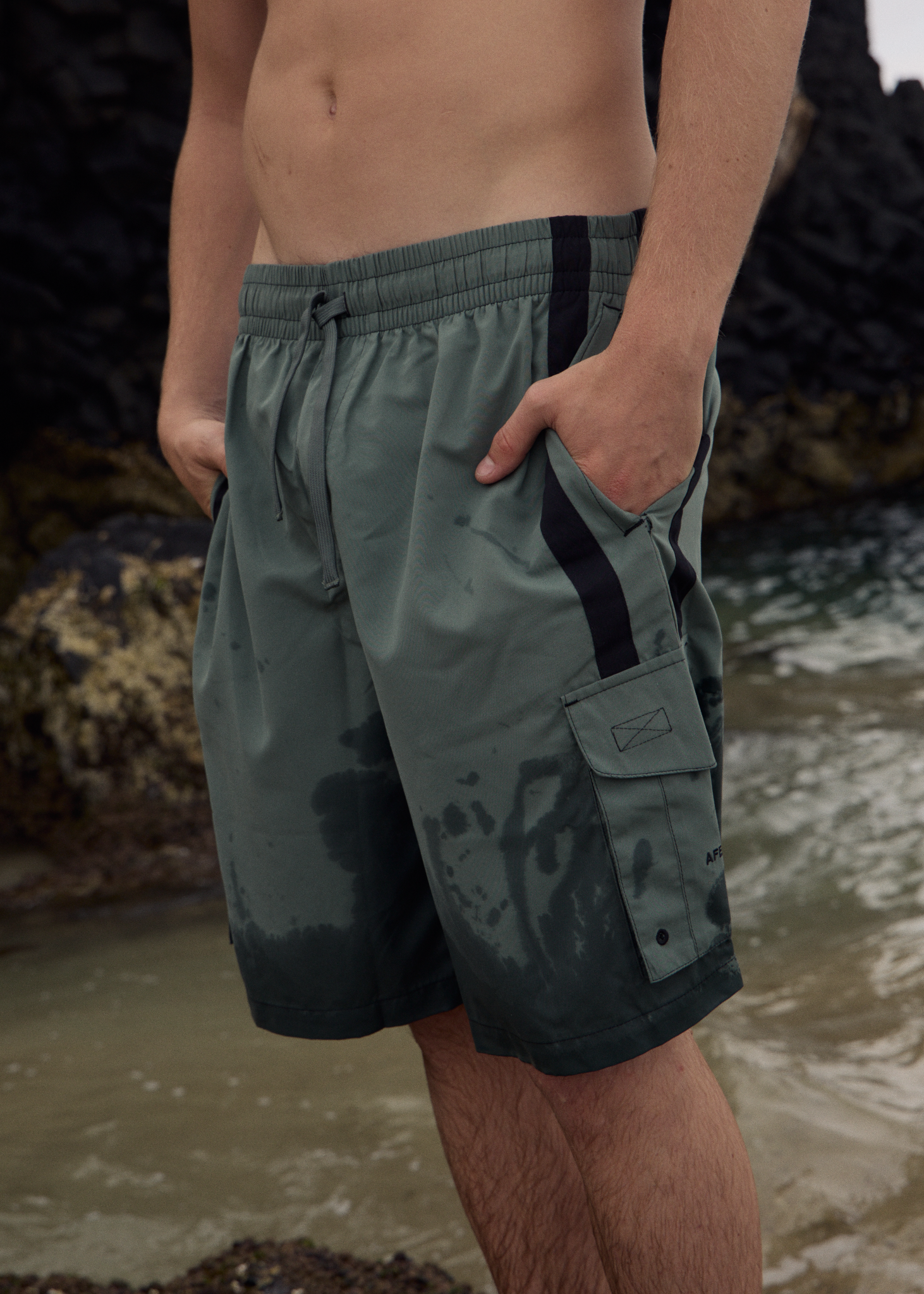 AFENDS Mens House Related - Cargo Swim Short 20" - Sycamore