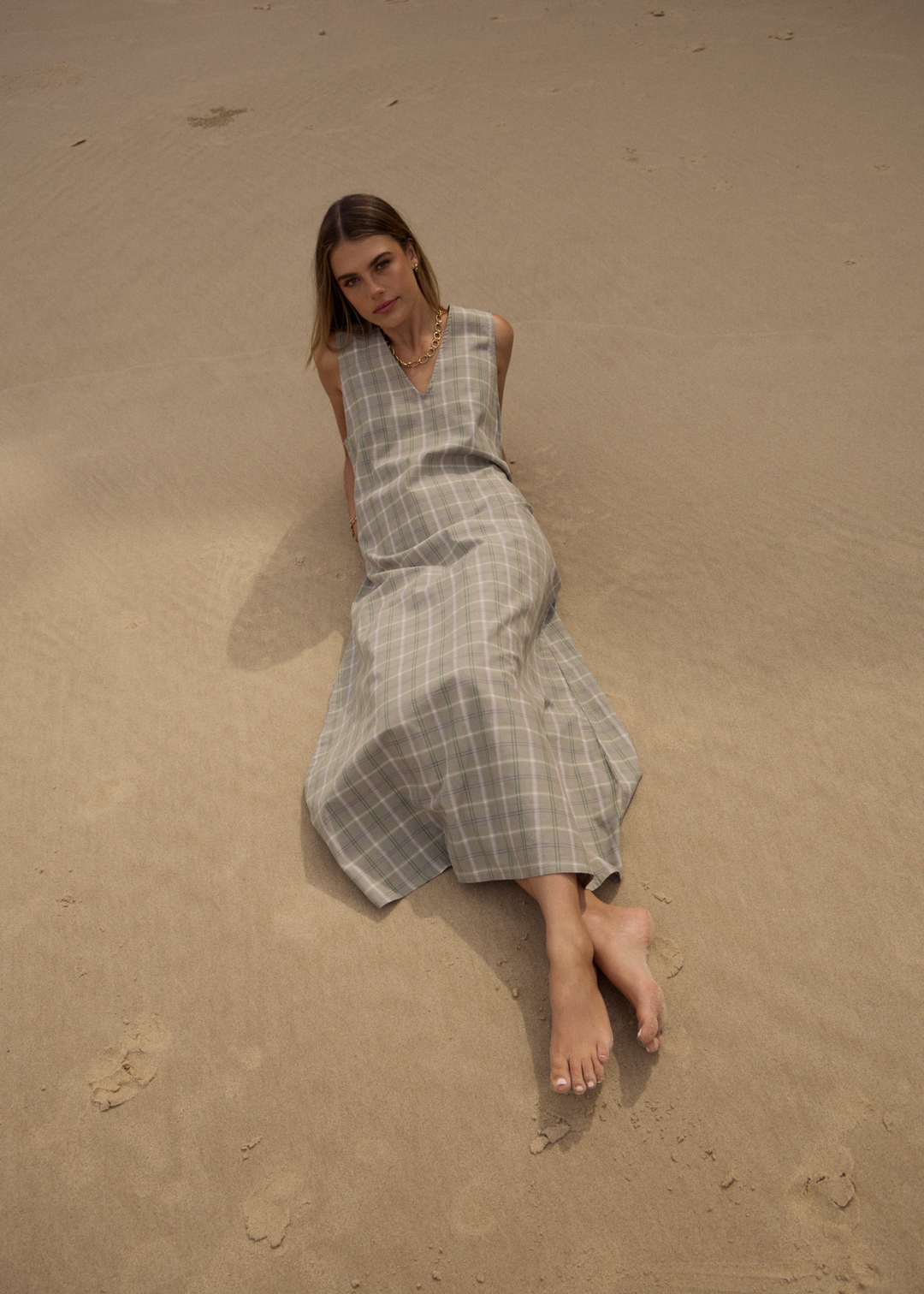 AFENDS Womens Scout - Maxi Dress - Olive Check