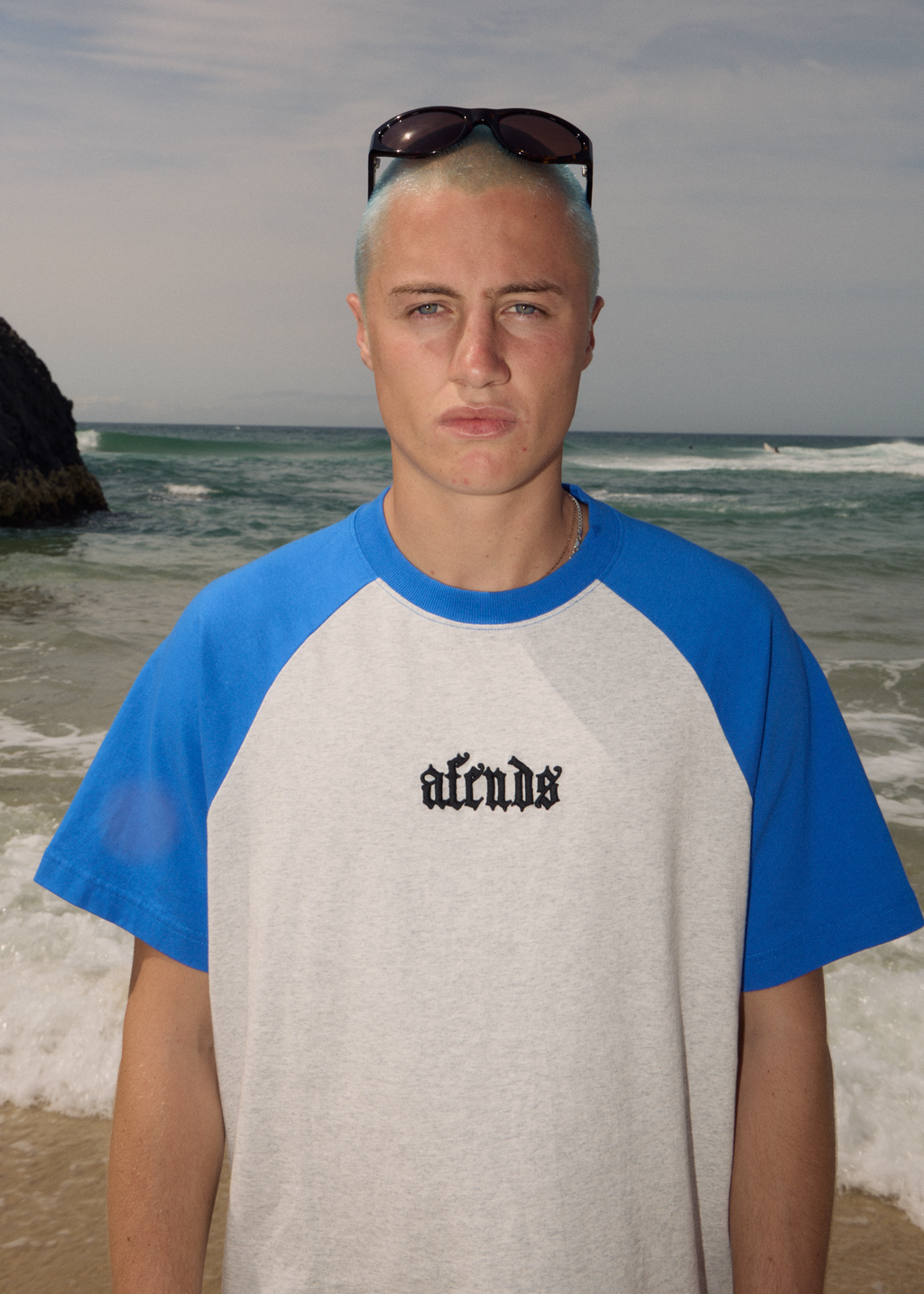 AFENDS Mens Drop Zone - Heavyweight Raglan Tee - Grey Marle