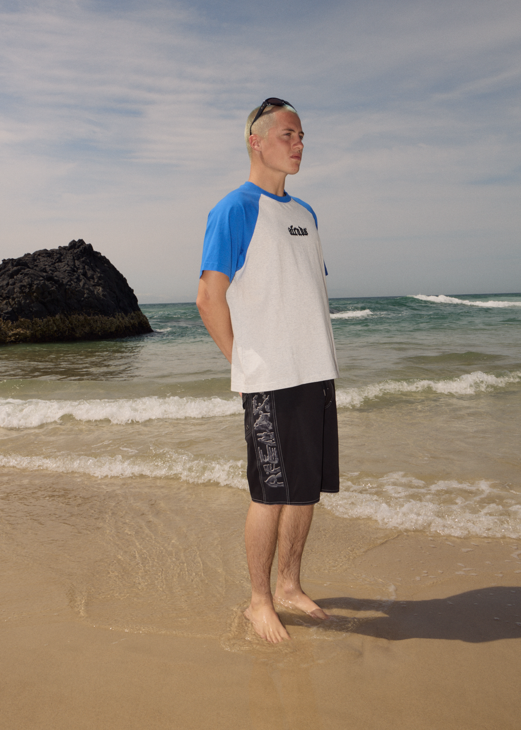 AFENDS Mens Drop Zone - Heavyweight Raglan Tee - Grey Marle