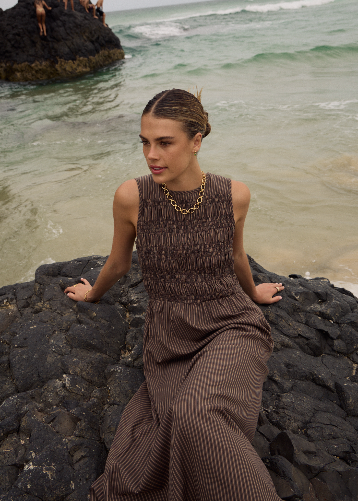 afends maxi dress AFENDS AFENDS Womens Tully - Seersucker Maxi Dress - Black