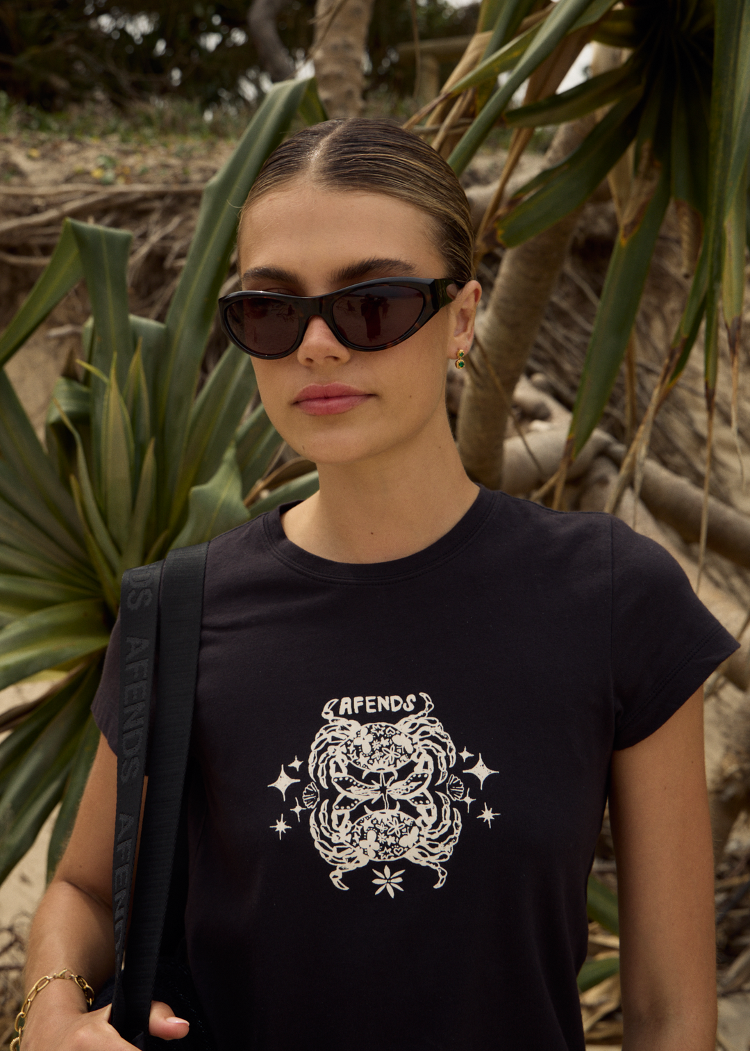 AFENDS Womens Tropic Of Cancer - Baby Tee - Black