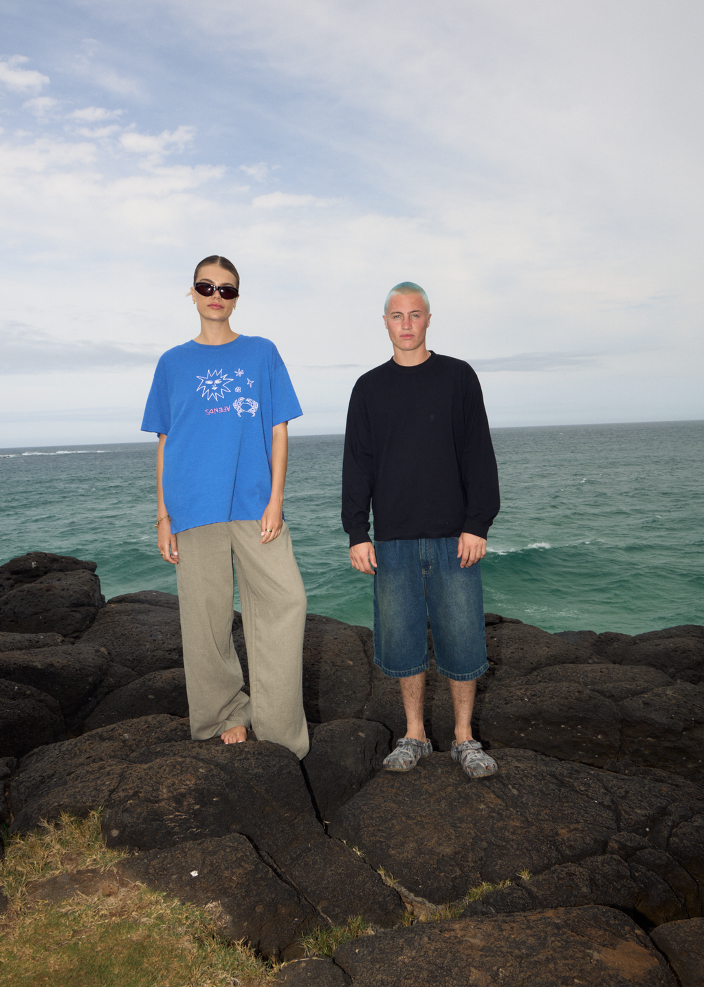 AFENDS Womens Sunbake - Oversized Tee - Marina