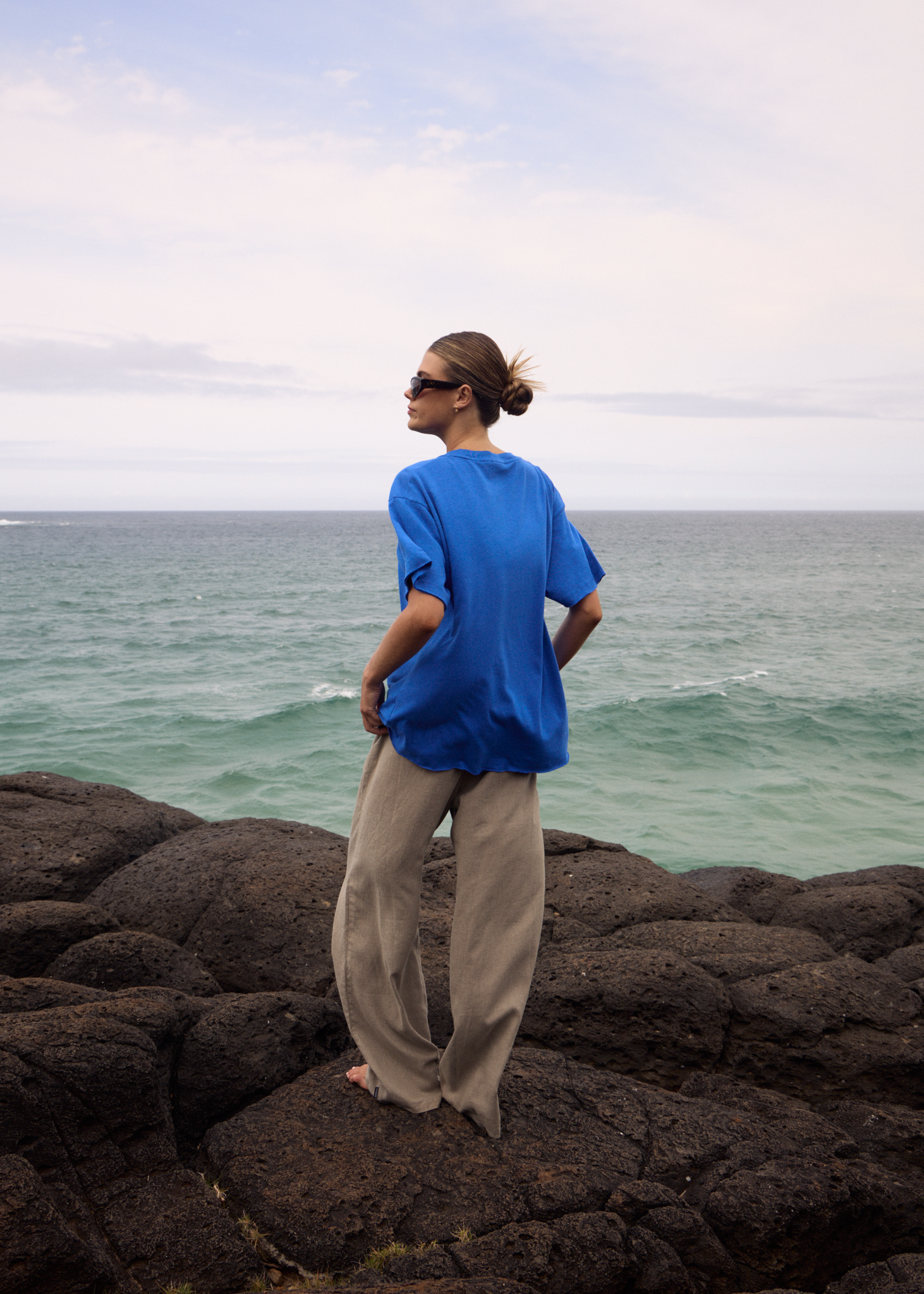 AFENDS Womens Sunbake - Oversized Tee - Marina