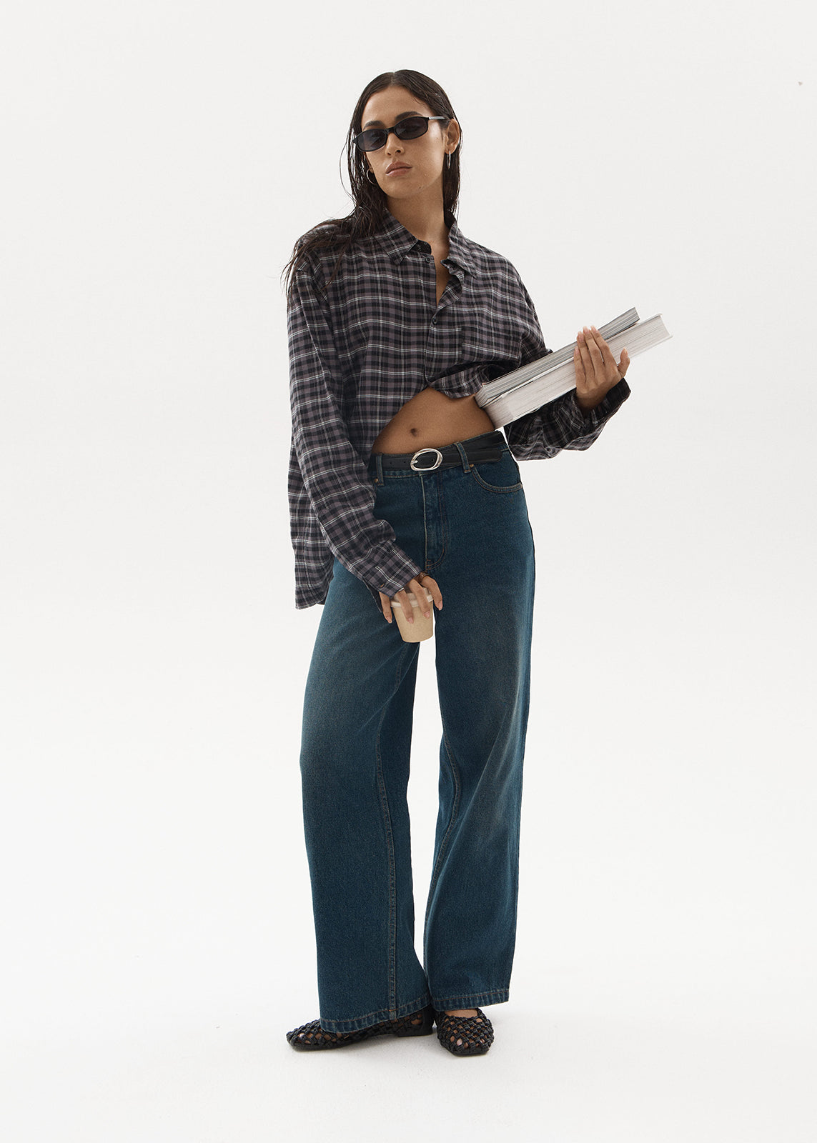 AFENDS Womens Bella - Denim Wide Leg Baggy Jean - Vintage Wash