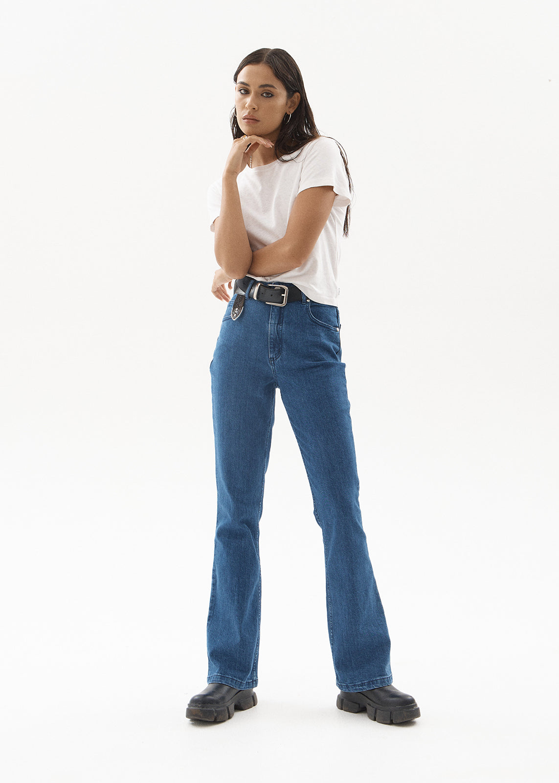 AFENDS Womens Cassidy - Bootcut Jean - Authentic Blue