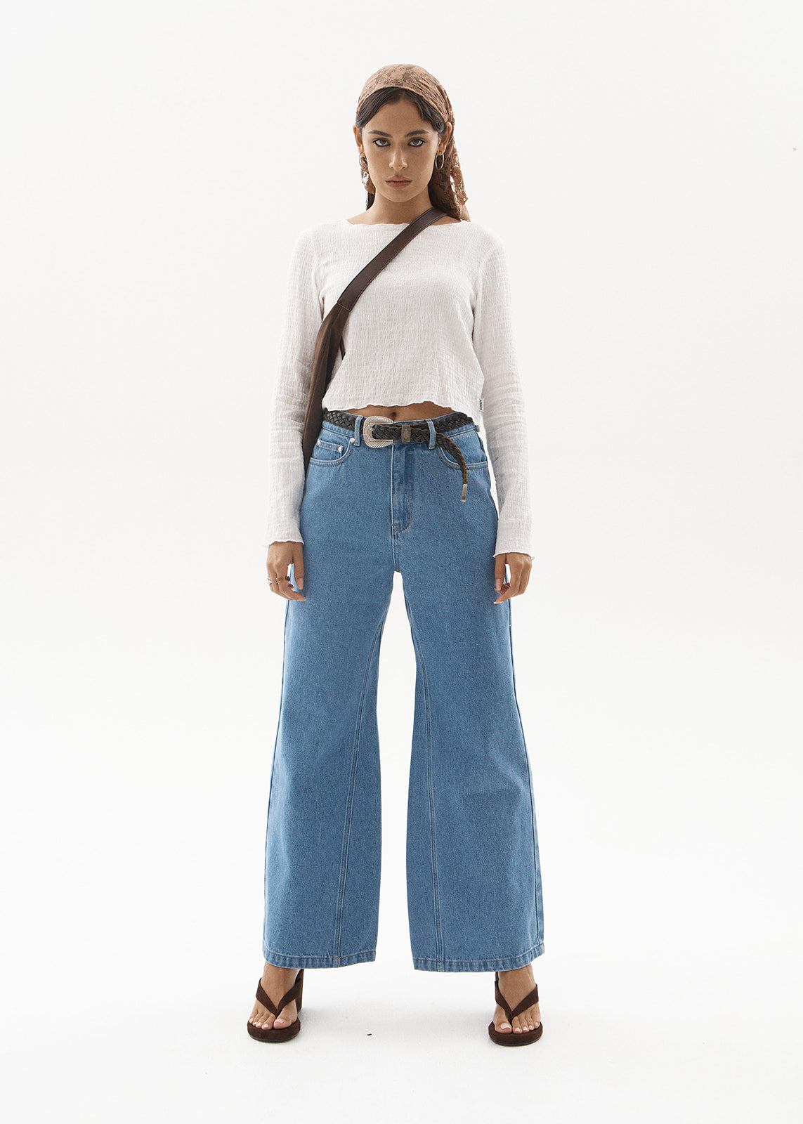 AFENDS Womens Gigi - Denim Flared Leg Jean - Worn Blue