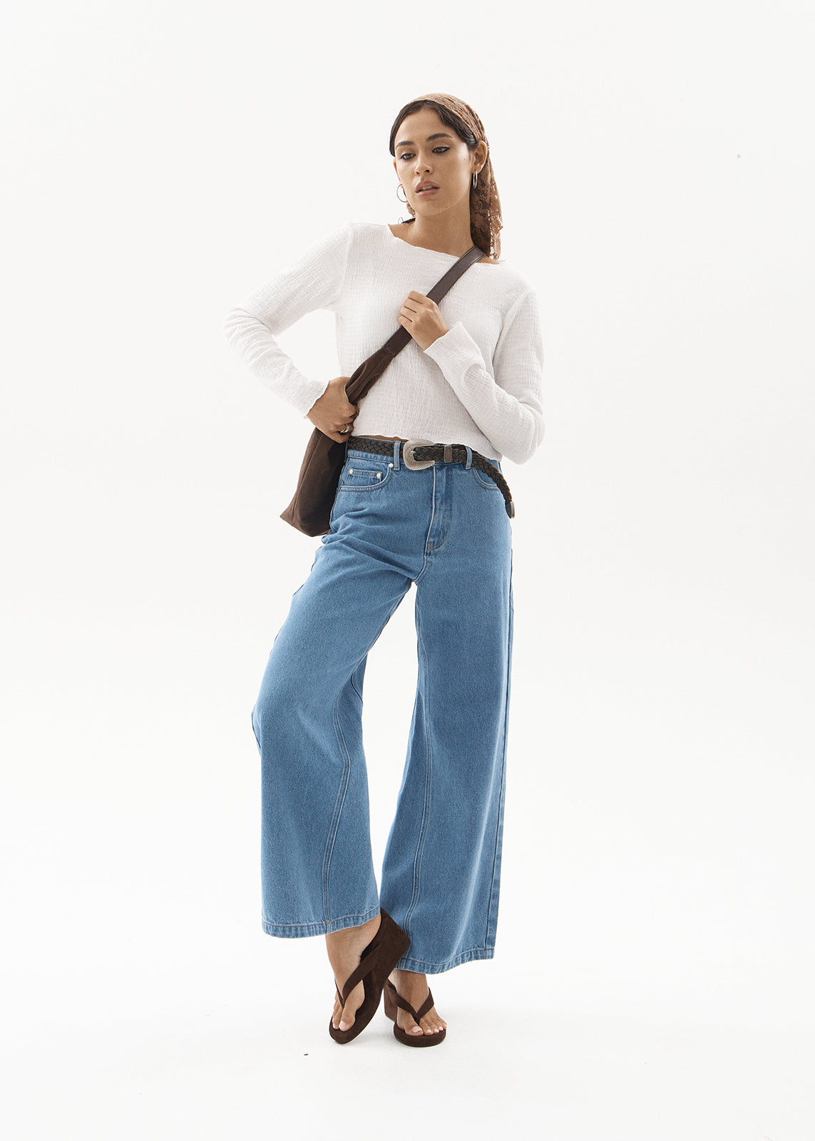 AFENDS Womens Gigi - Denim Flared Leg Jean - Worn Blue