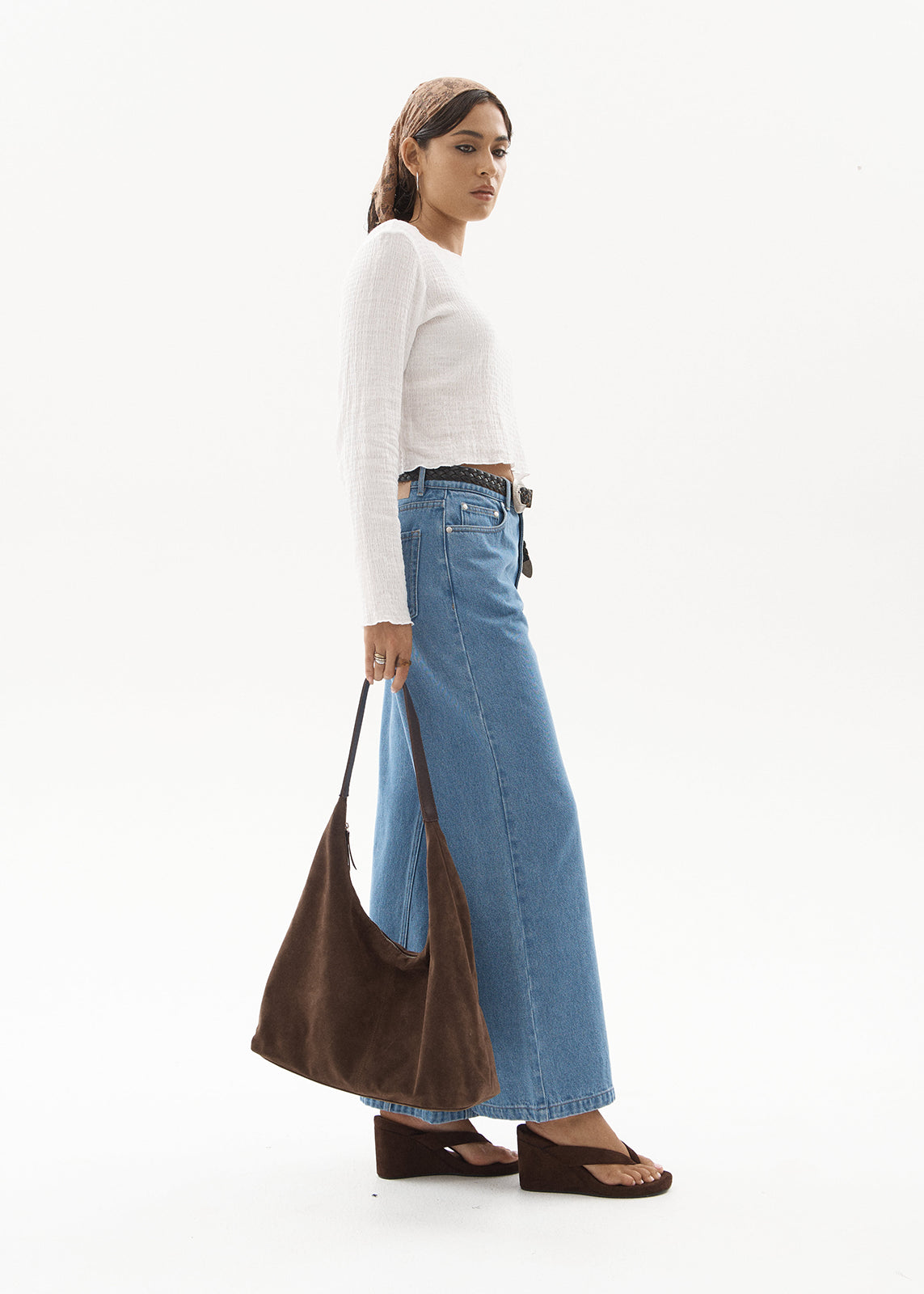 AFENDS Womens Gigi - Denim Flared Leg Jean - Worn Blue