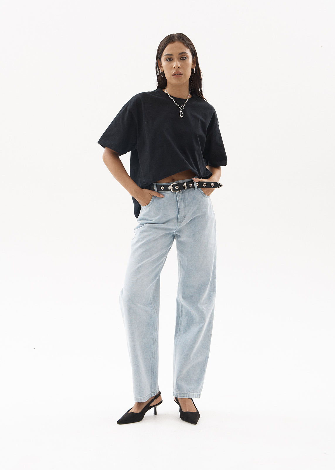 AFENDS Womens Leila - Straight Leg Jeans - Stone Blue