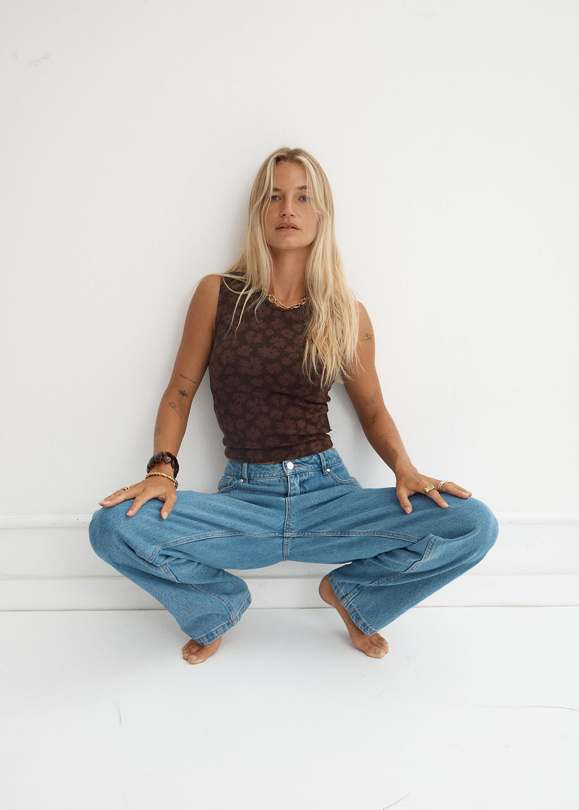 AFENDS Womens Leila - Straight Leg Jean - Worn Blue