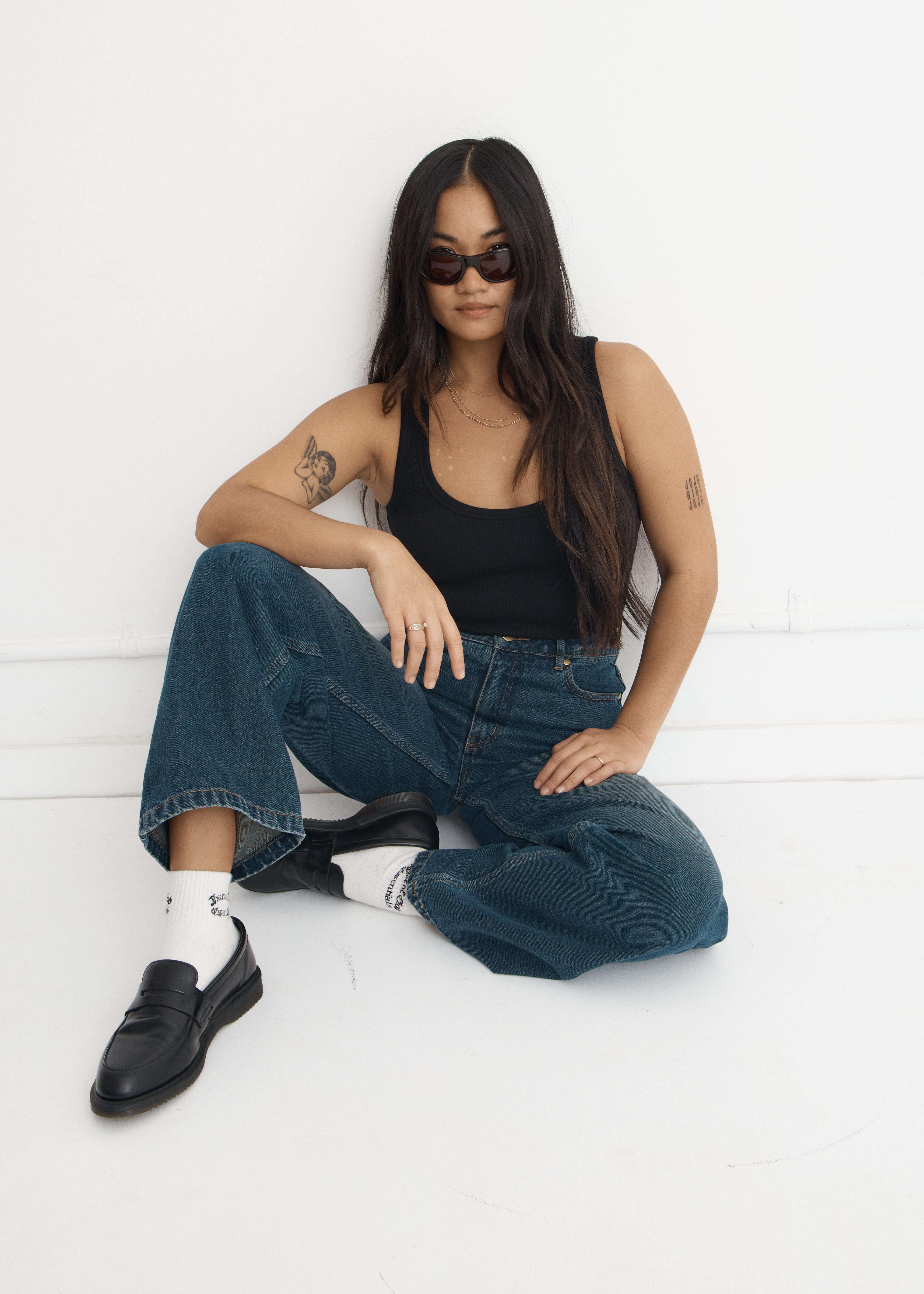 AFENDS Womens Bella - Denim Wide Leg Baggy Jean - Vintage Wash