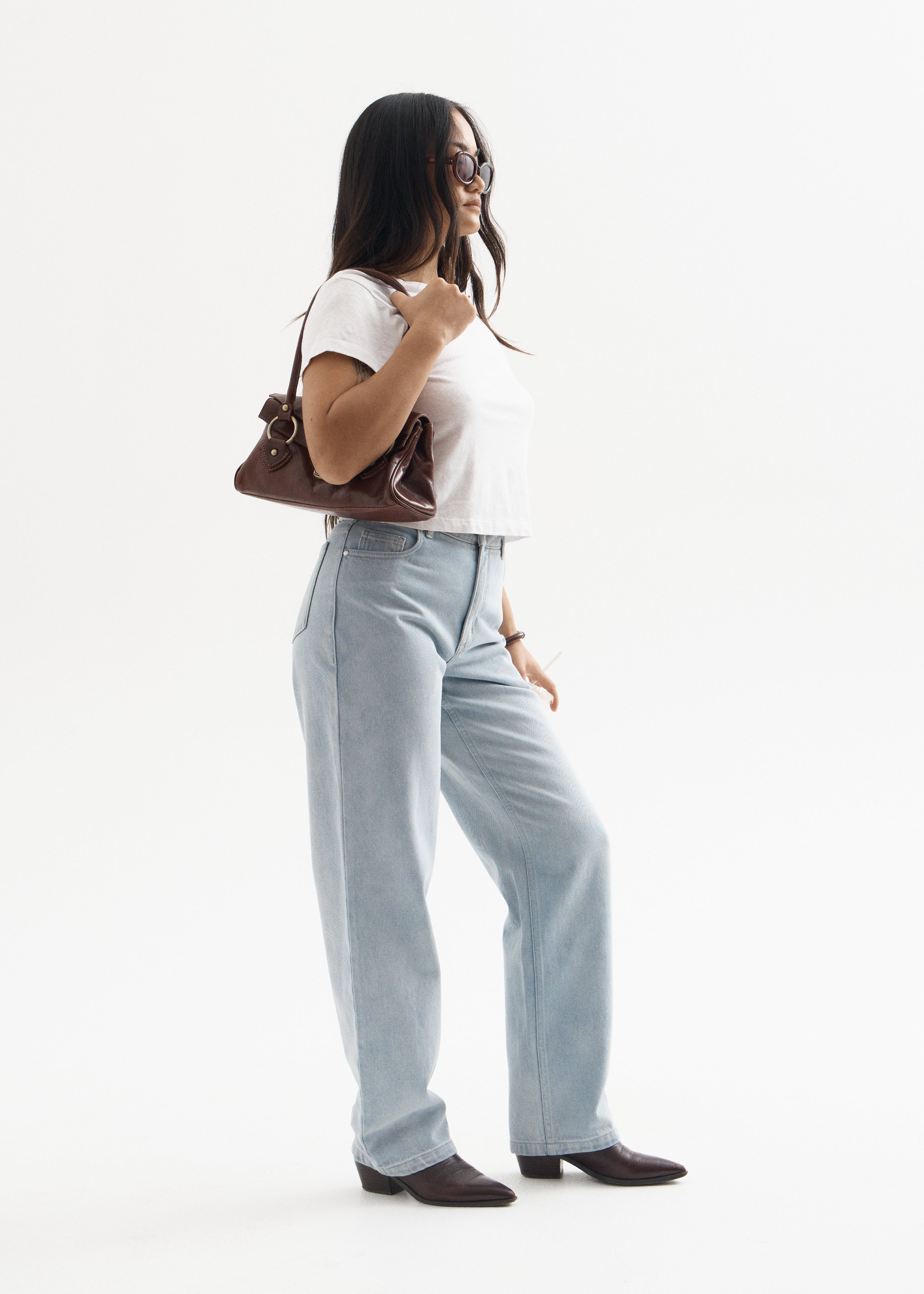 AFENDS Womens Marsha - Denim Slim Flared Jean - Worn Blue