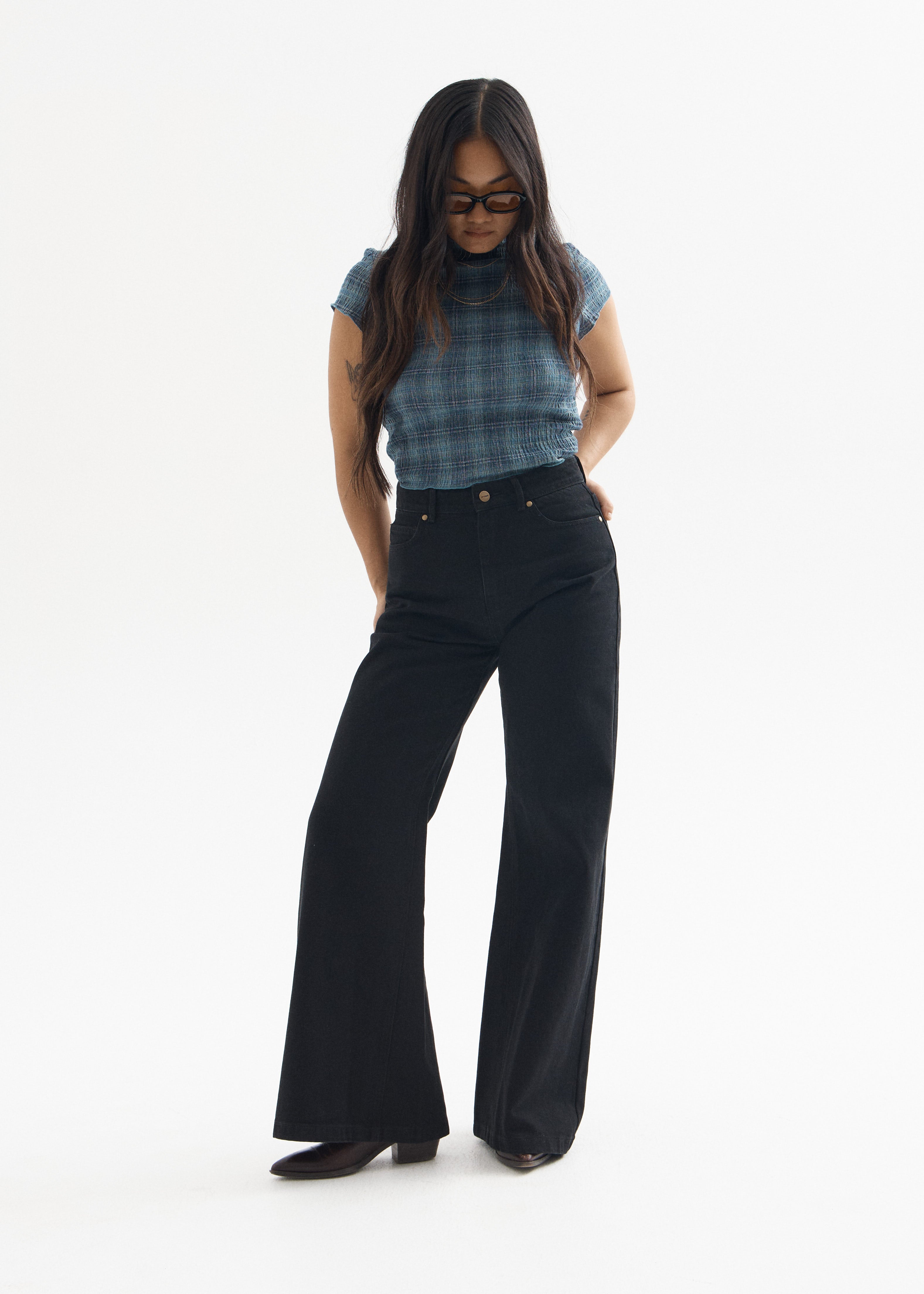 AFENDS Womens Gigi - Denim Flared Leg Jean - Washed Black