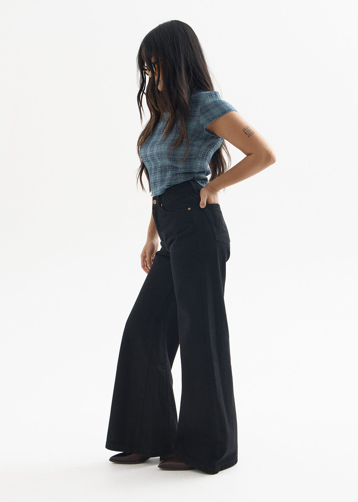 AFENDS Womens Gigi - Denim Flared Leg Jean - Washed Black