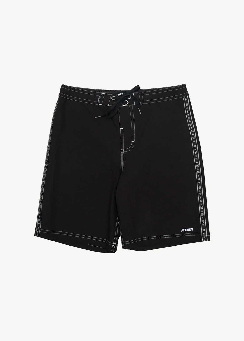 AFENDS Mens The Wreck - Fixed Waist Boardshort 20" - Black
