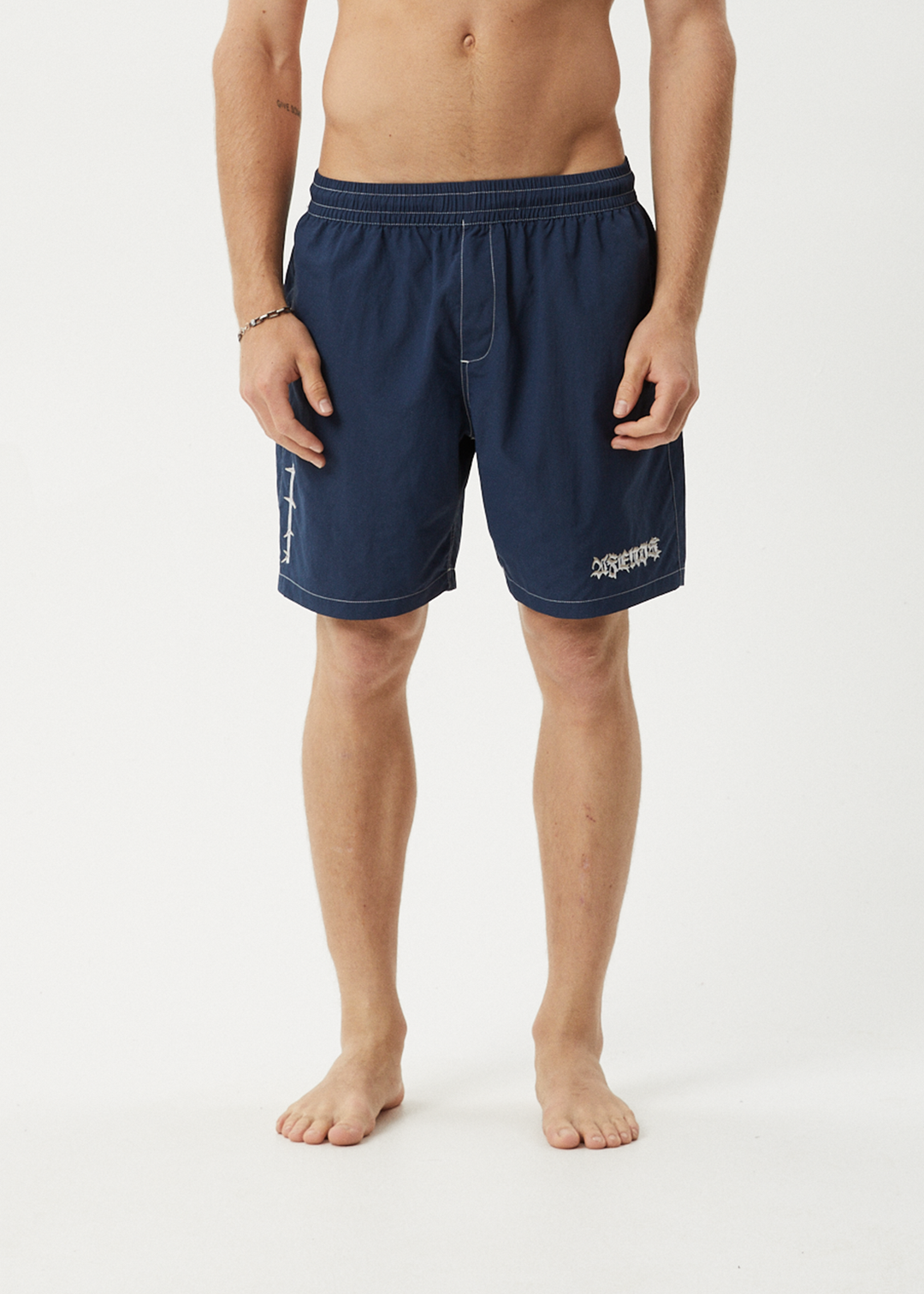 AFENDS Mens Thorny - Baywatch Swim Short 18" - Navy 