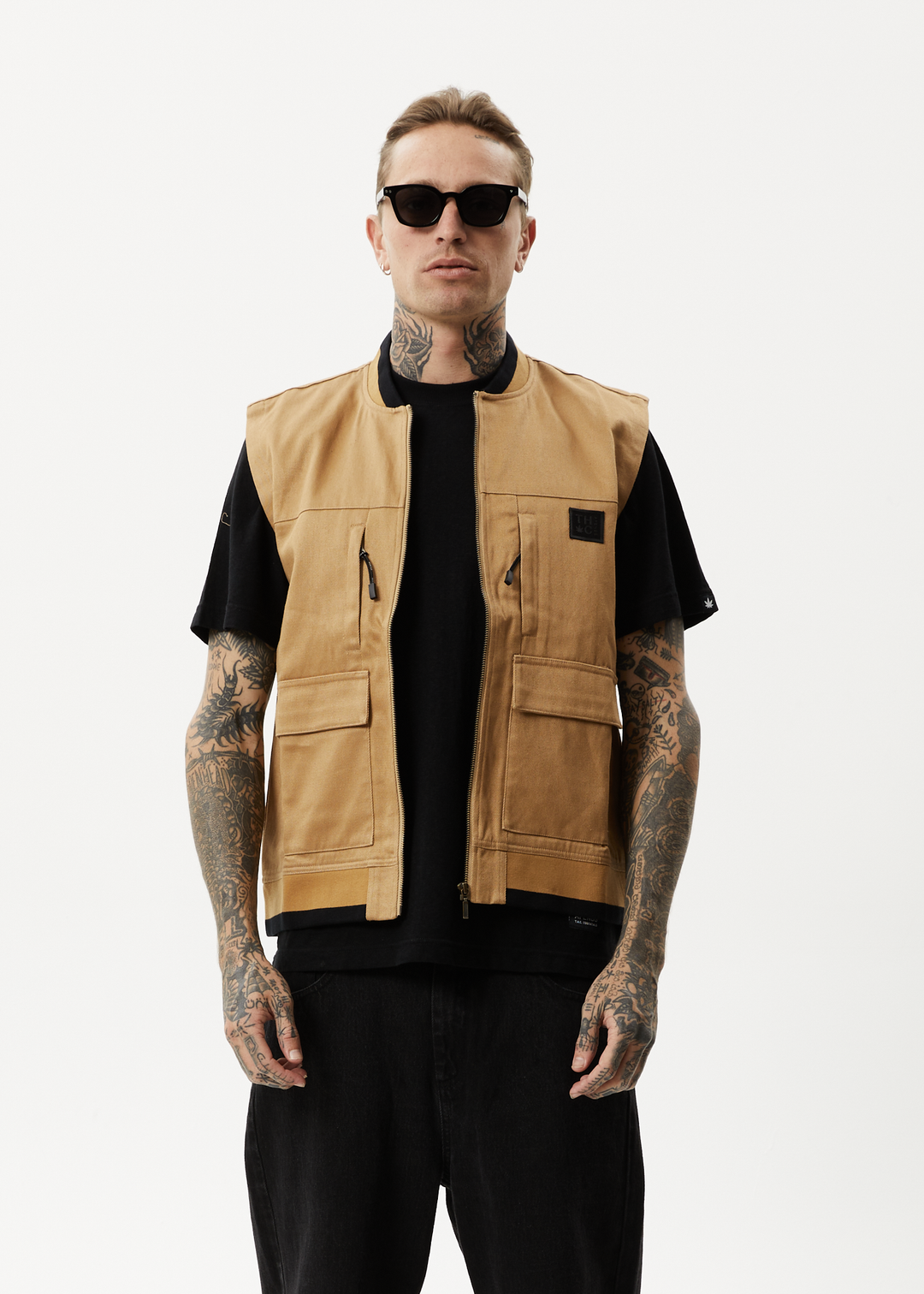 AFENDS Unisex Small Moments - Unisex Zip Up Vest - Chestnut 