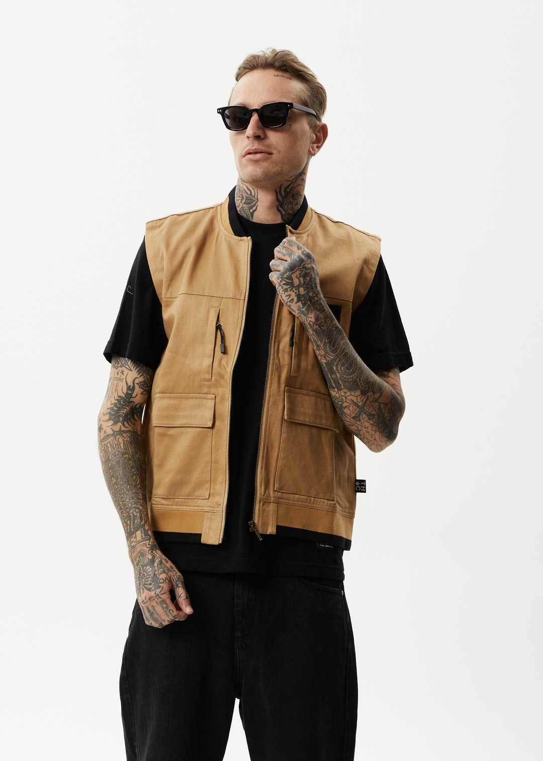 AFENDS Unisex Small Moments - Unisex Zip Up Vest - Chestnut 