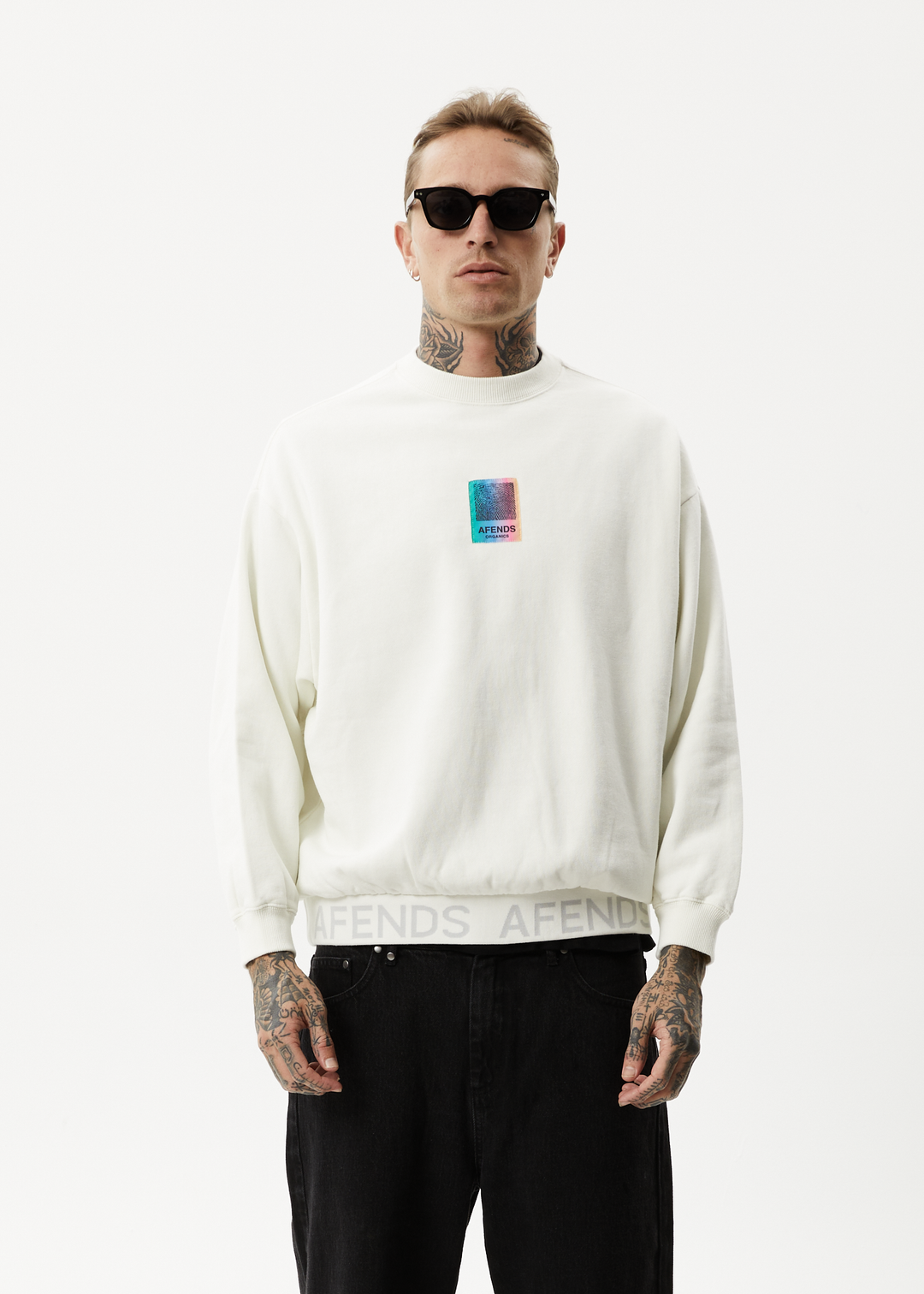 AFENDS Unisex Studio - Unisex Crew Neck Jumper - Off White 