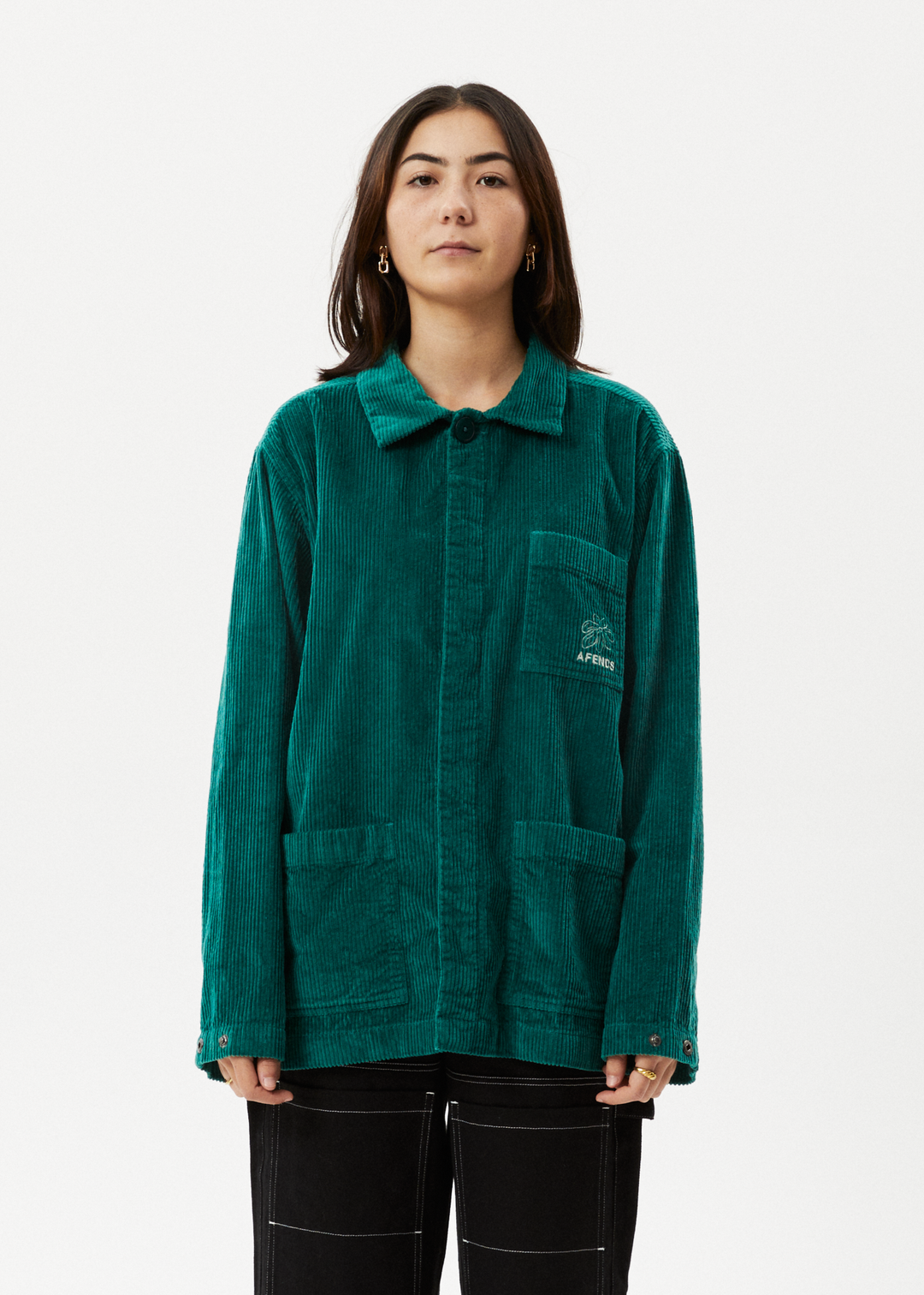 AFENDS Unisex Union - Corduroy Jacket - Emerald 