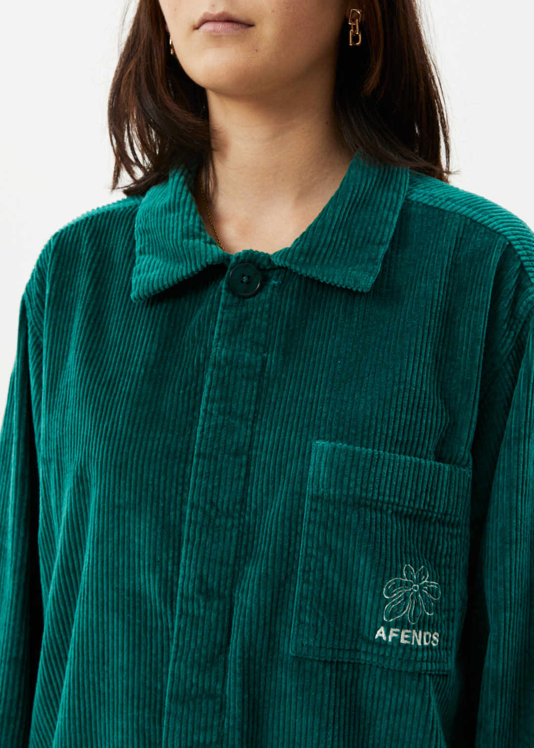 AFENDS Unisex Union - Corduroy Jacket - Emerald 