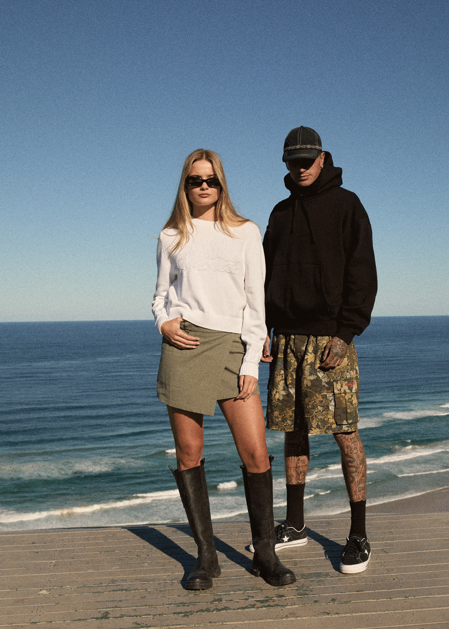 AFENDS Womens Inferno - Knit Crew Neck Jumper - White