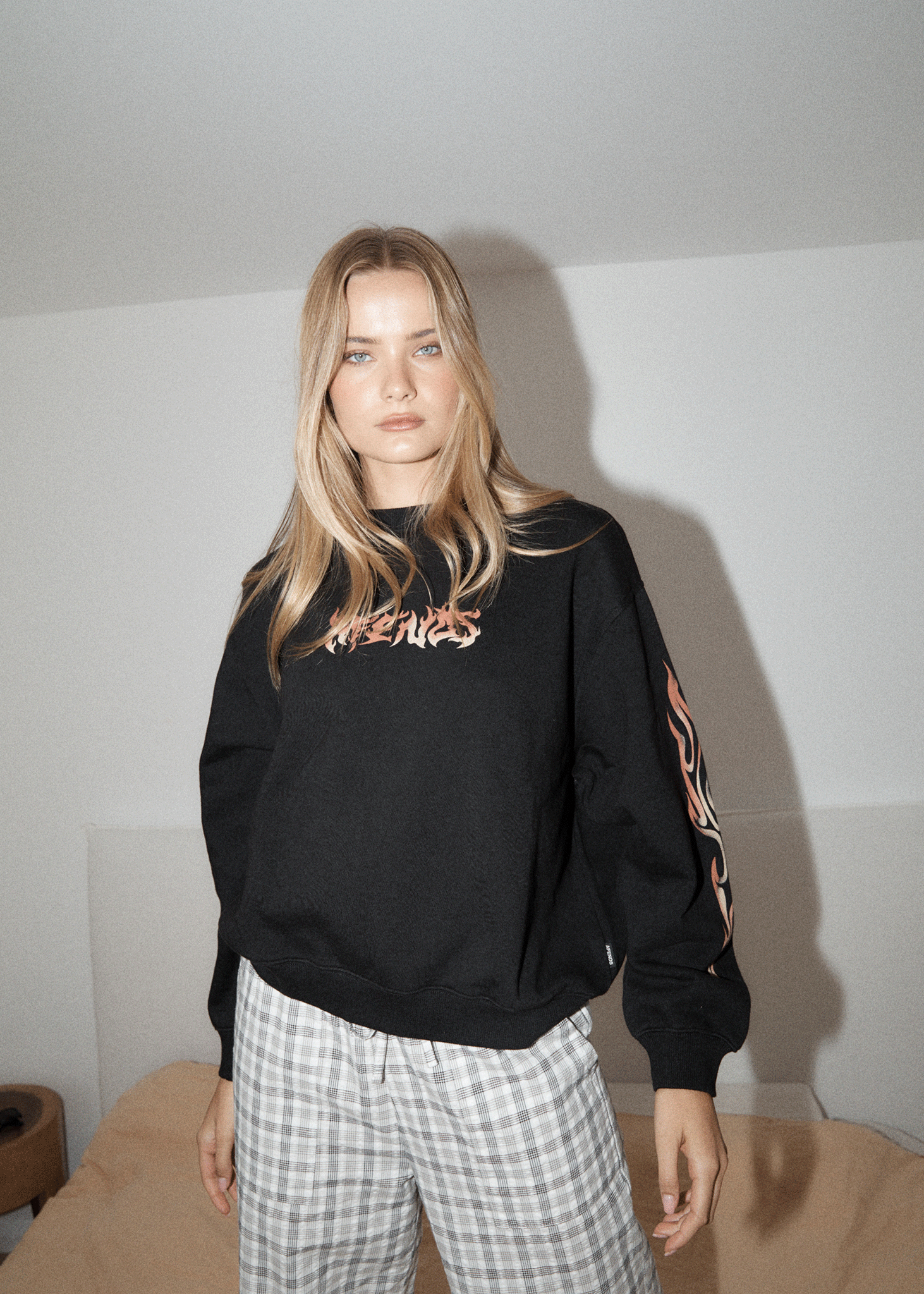 AFENDS Womens Scorched - Crew Neck Jumper - Black