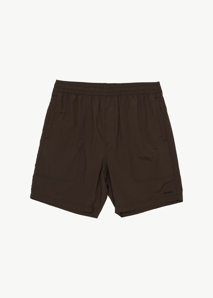 Afends Mens Baywatch - Recycled Swim Short 18" - Coffee 