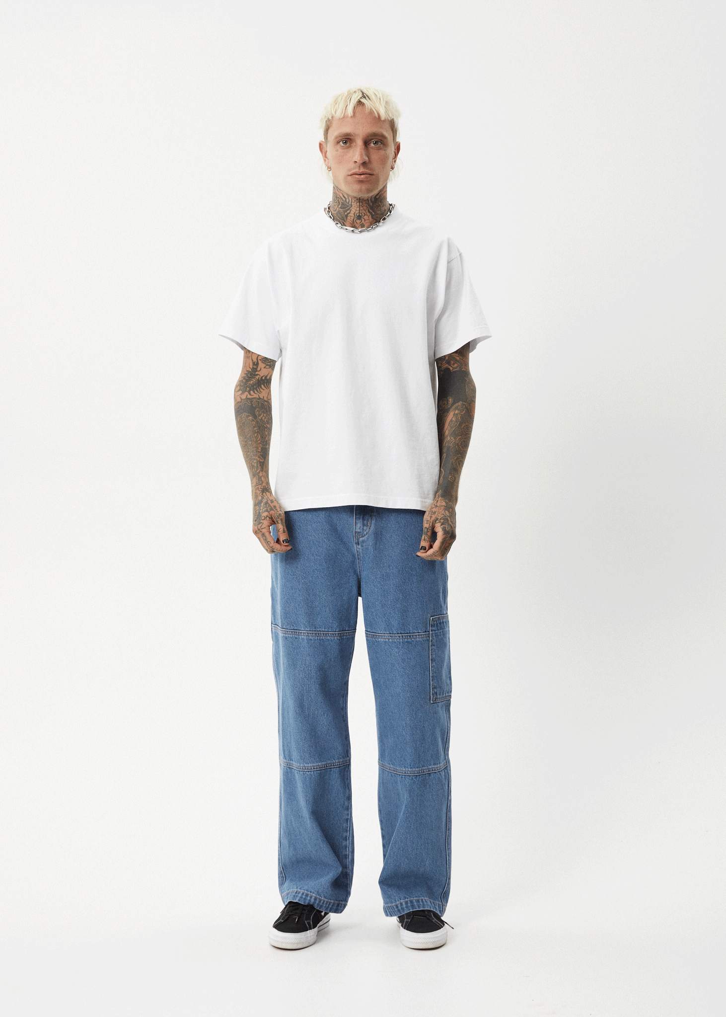 AFENDS Mens Richmond - Denim Workwear Jean - Worn Blue